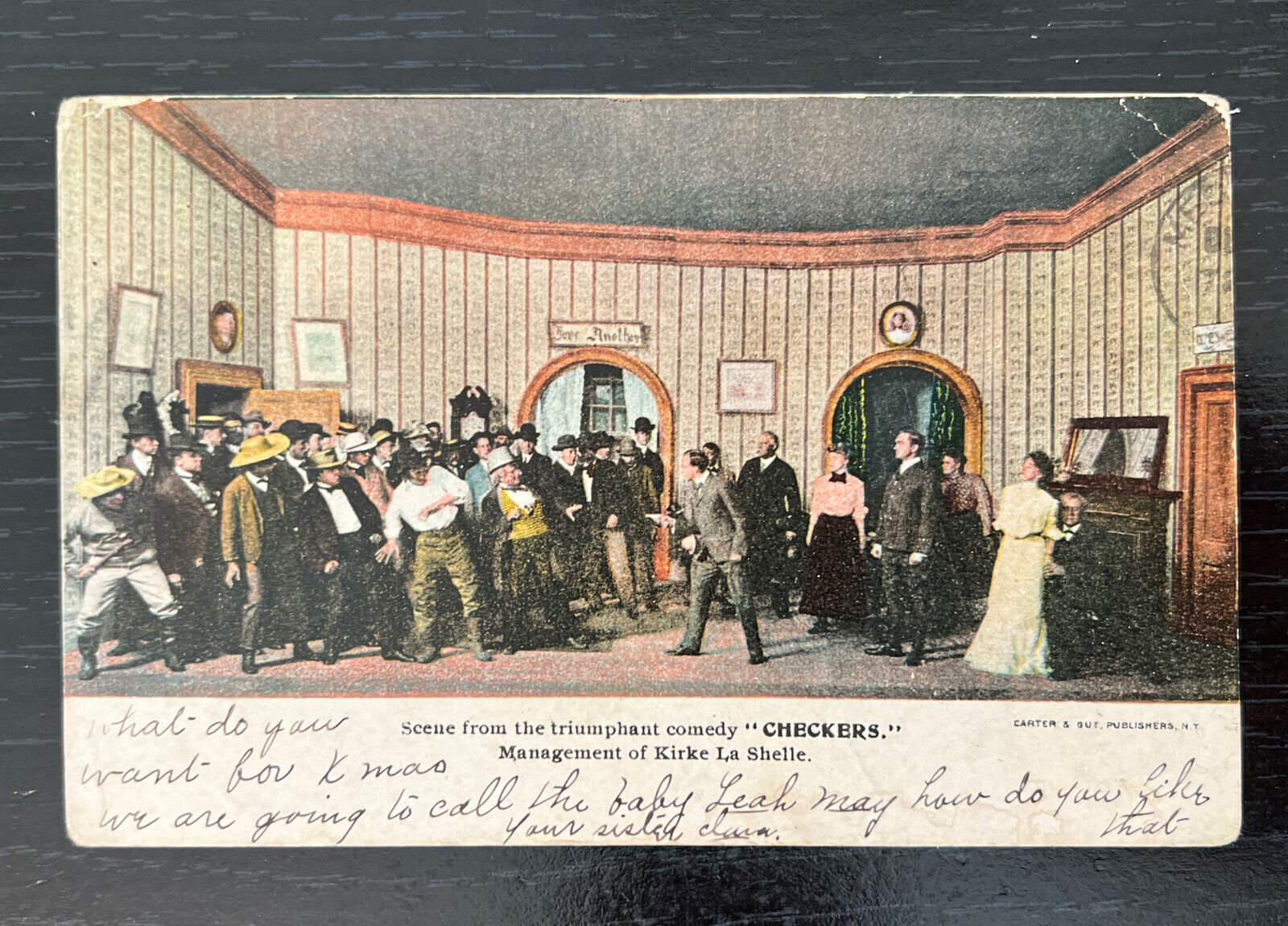1907 Scene from Comedy CHECKERS play Kirke La Shelle Vintage Postcard