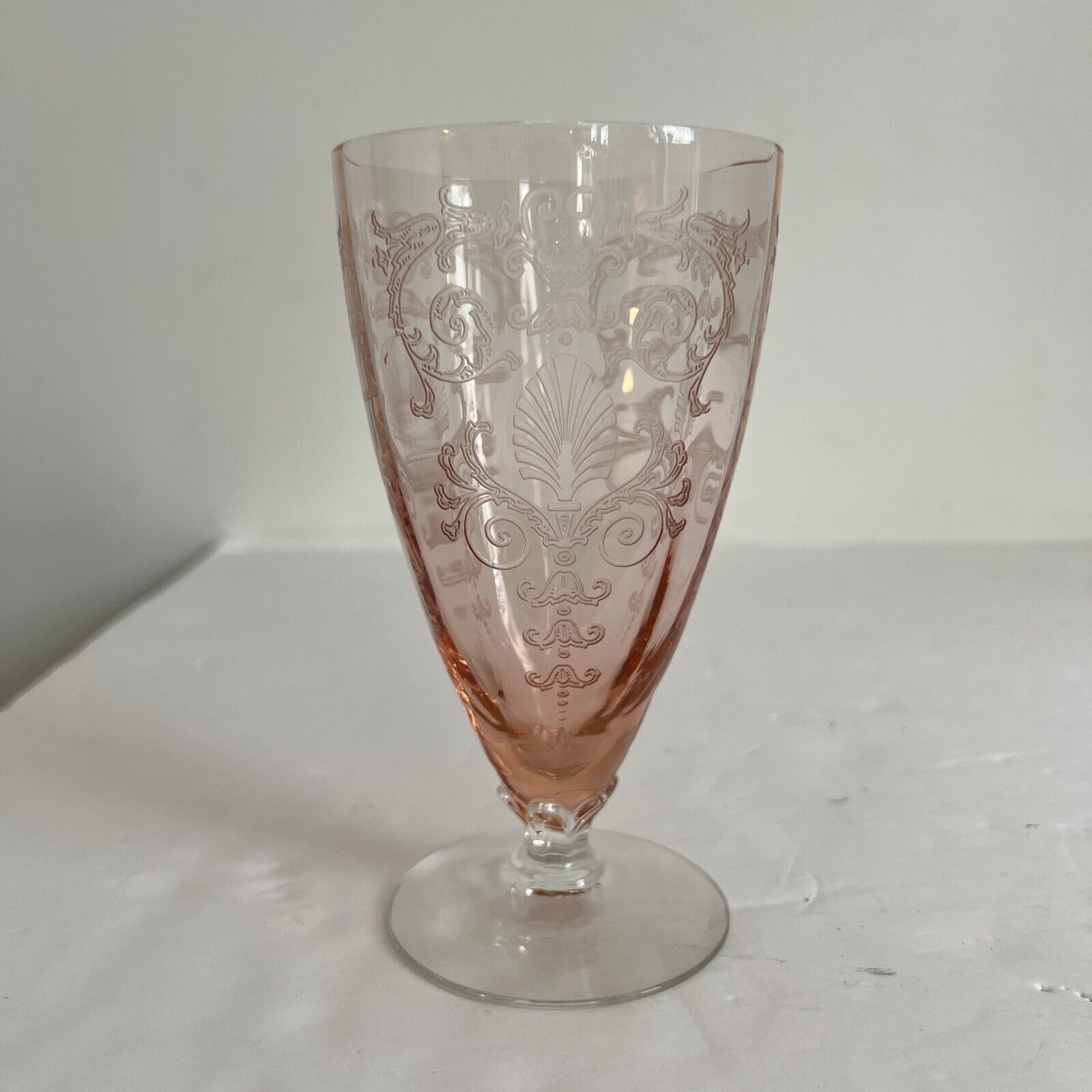 Fostoria Versailles Pink Etched Footed Iced Tea Glass 150734