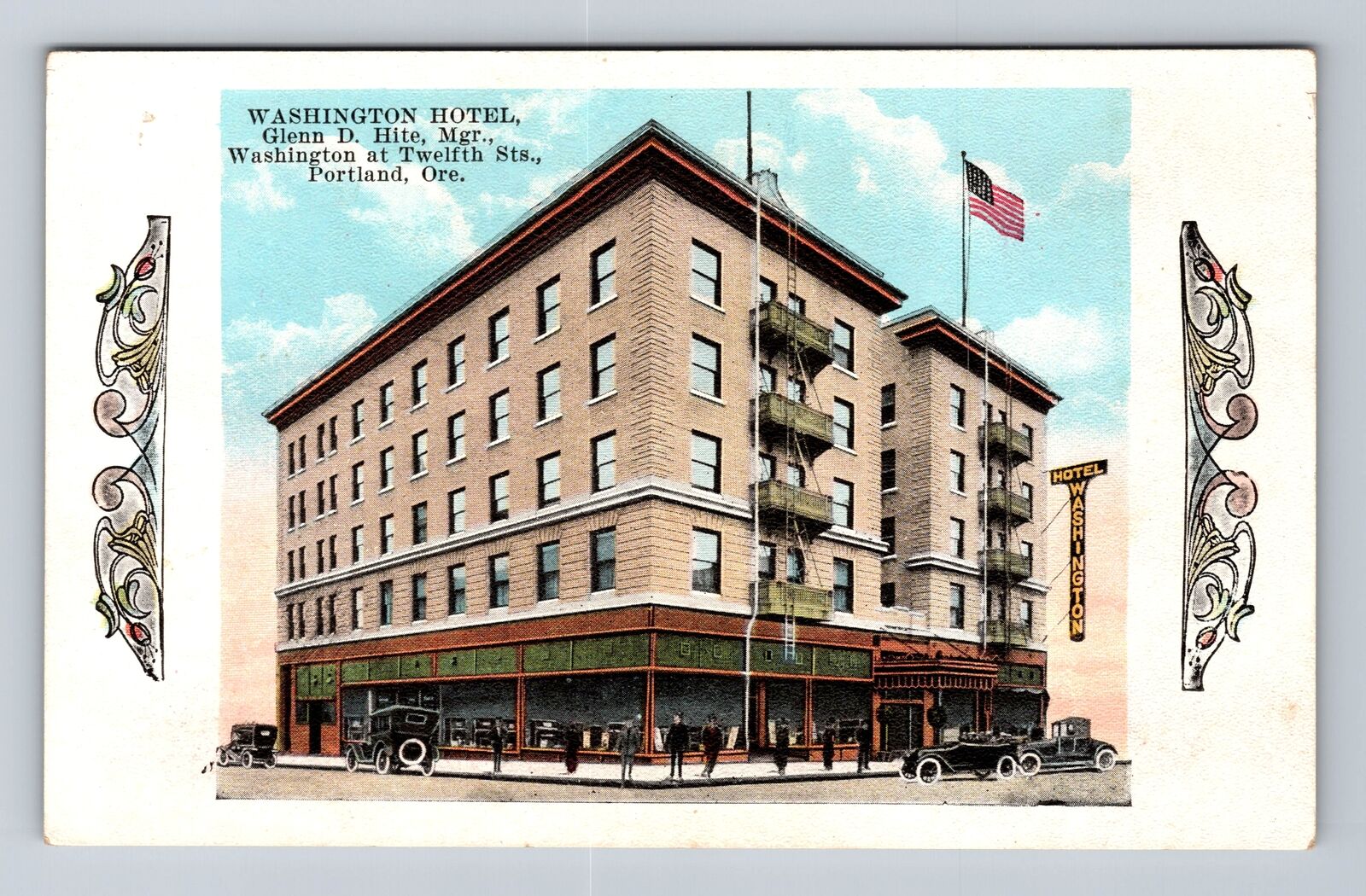 Portland OR-Oregon, Washington Hotel, Souvenir, Antique, Vintage Postcard