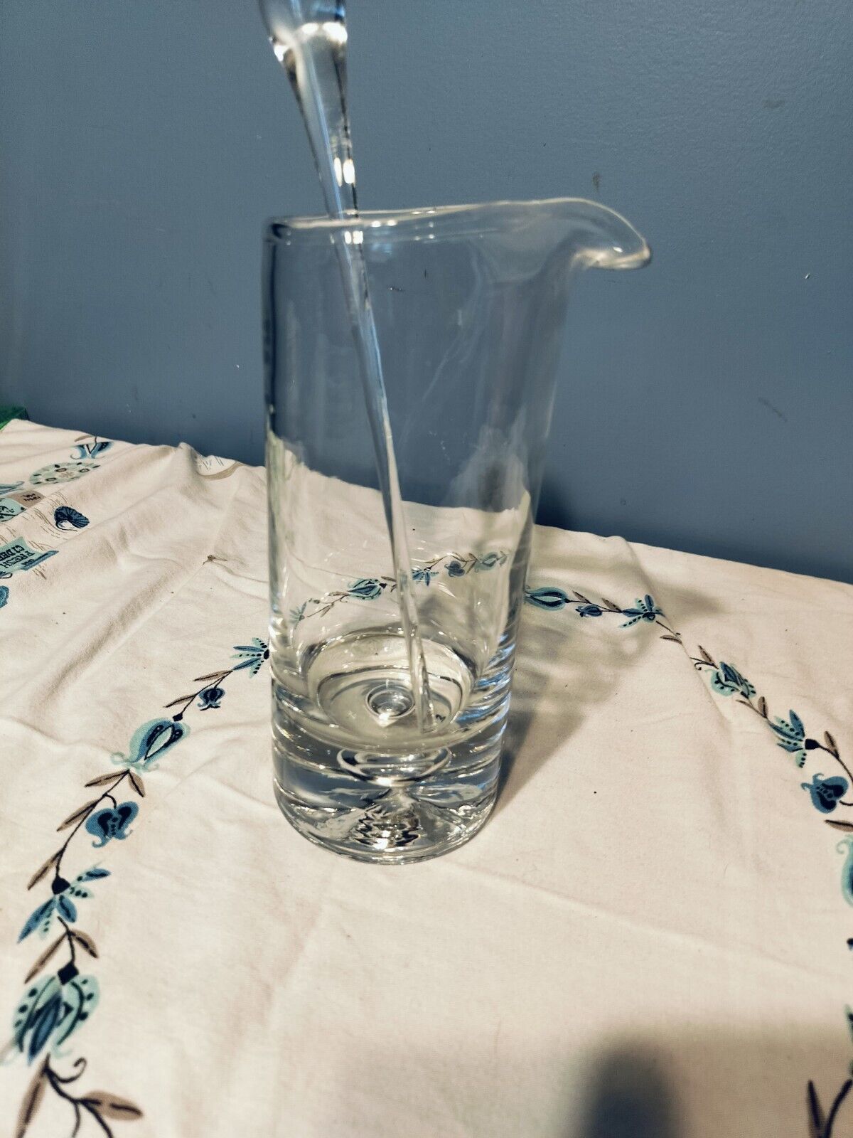 Vintage Cocktail Pitcher w/Glass Stirrer Heavy Glass