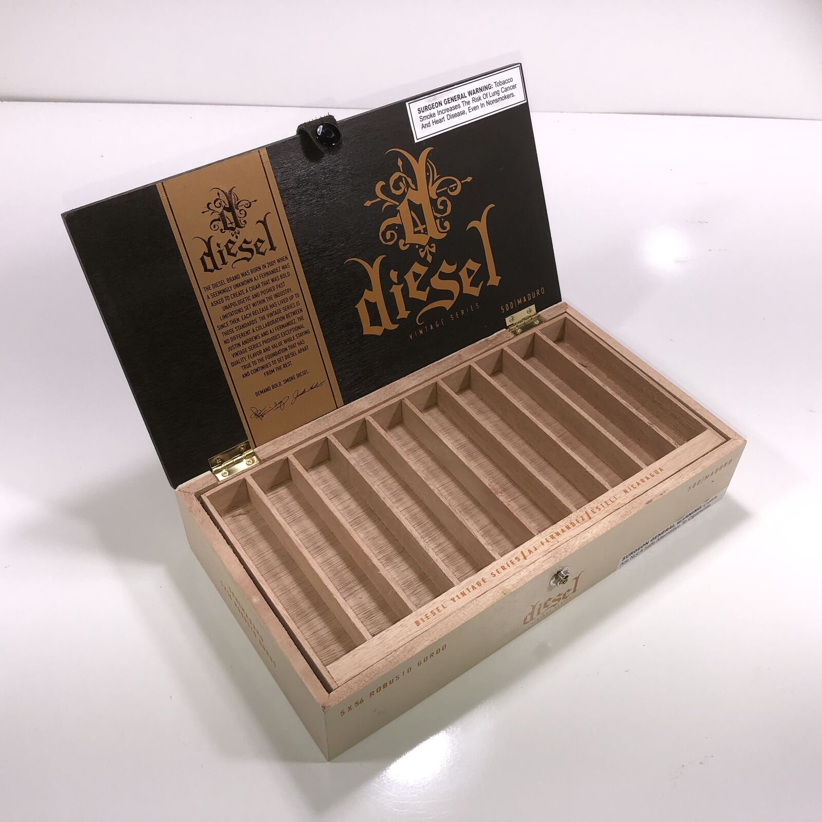 Diesel Vintage Series Robusto Empty Wooden Cigar Box 12x6.75x2.5