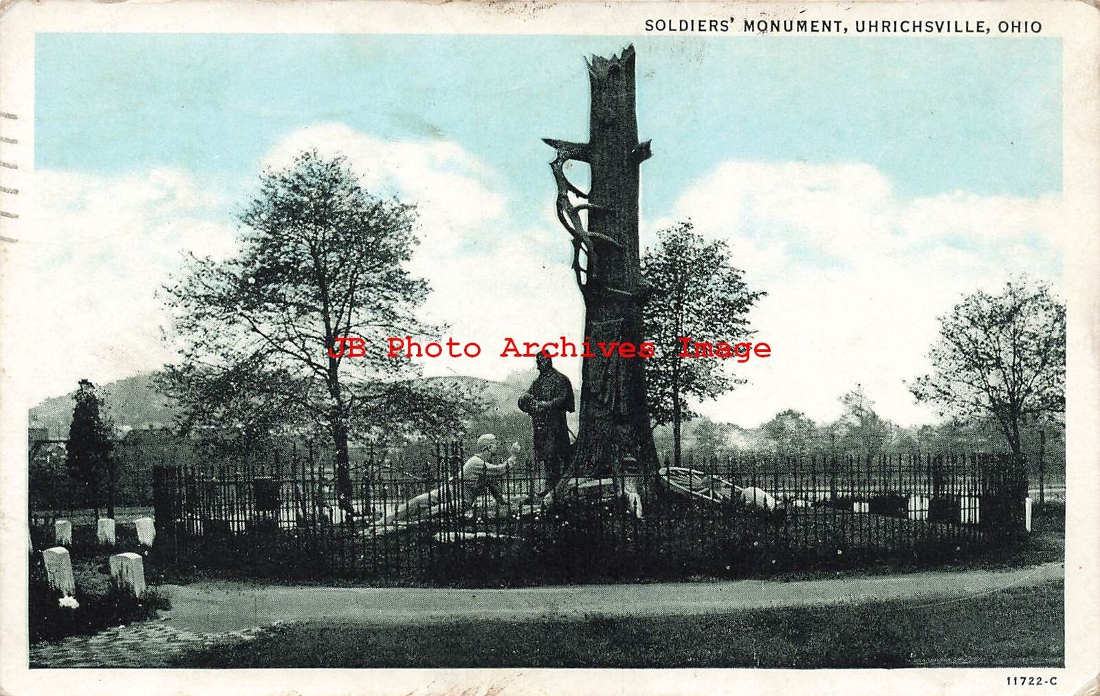 OH, Uhrichsville, Ohio, Soldiers\' Monument, 1937 PM, Curteich No 11722-C