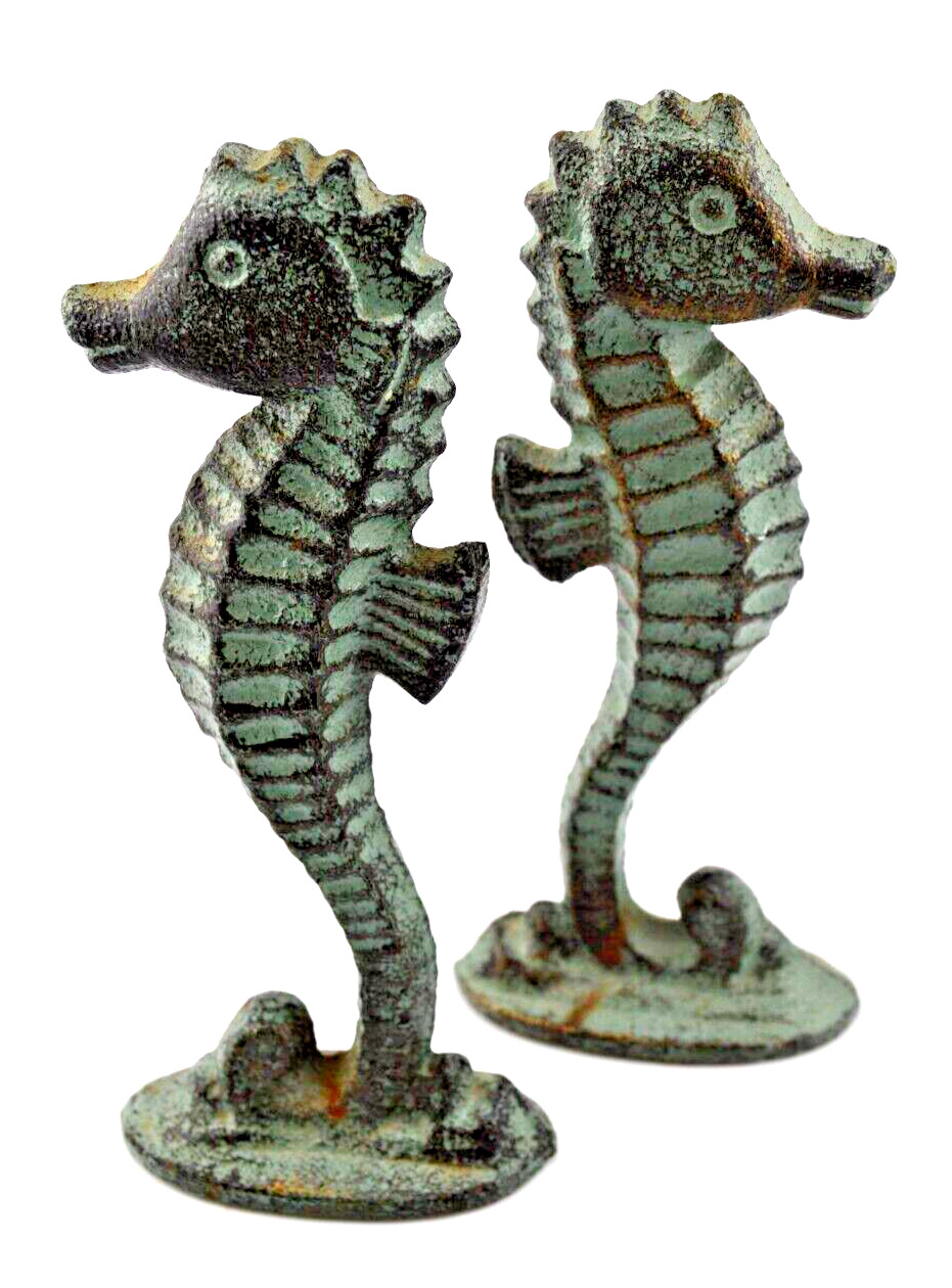 Vintage Pair (2) Cast Metal Seahorse Figurines