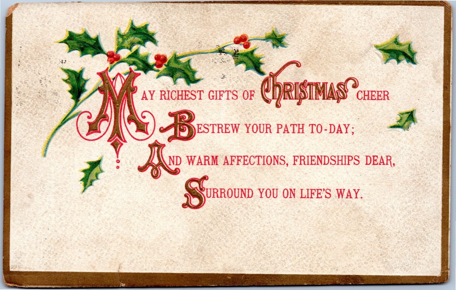 postcard -May richest gifts of Christmas Cheer - posted 1916