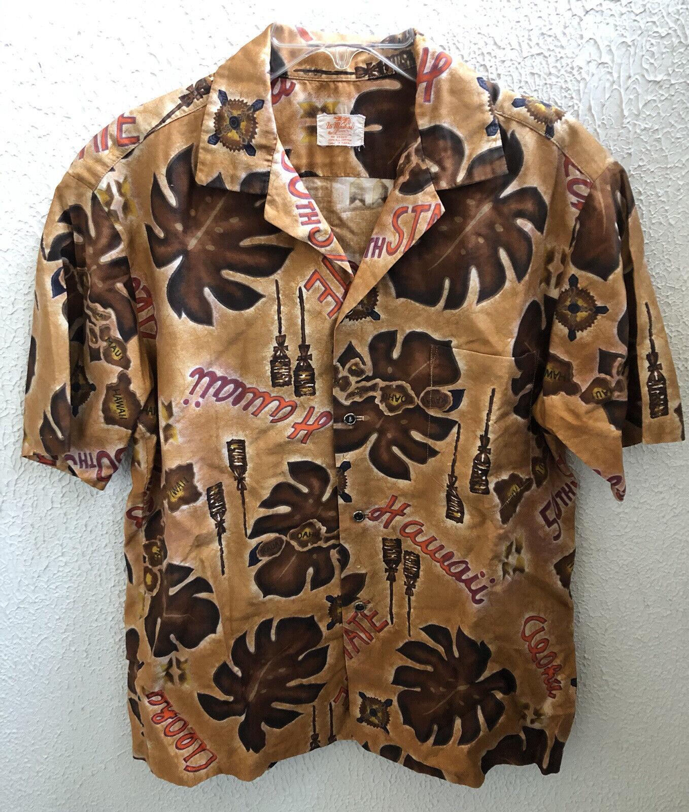 Vintage Hawaiian Shirt UI-MAIKAI 50Th State Aloha Tiki Hula￼ Surf Beach￼ XL READ