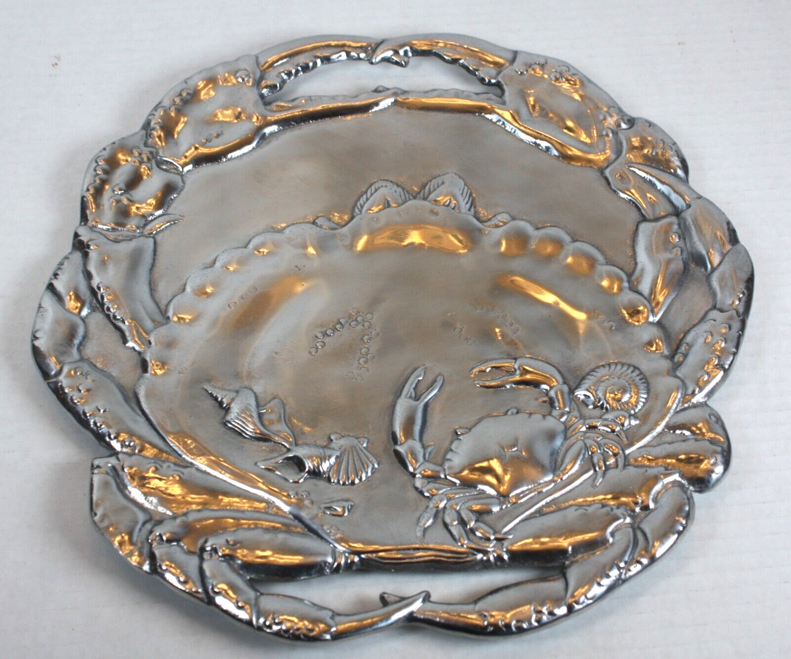 Vintage Arthur Court Crab Platter Aluminum Decorative Serving Tray 1997 Metal