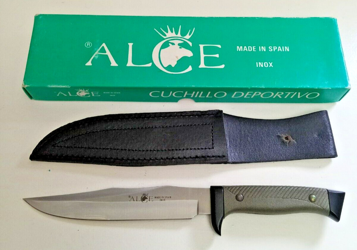 Vintage ALCE Spain INOX Cuchillo Deportivo Knife w/Sheath