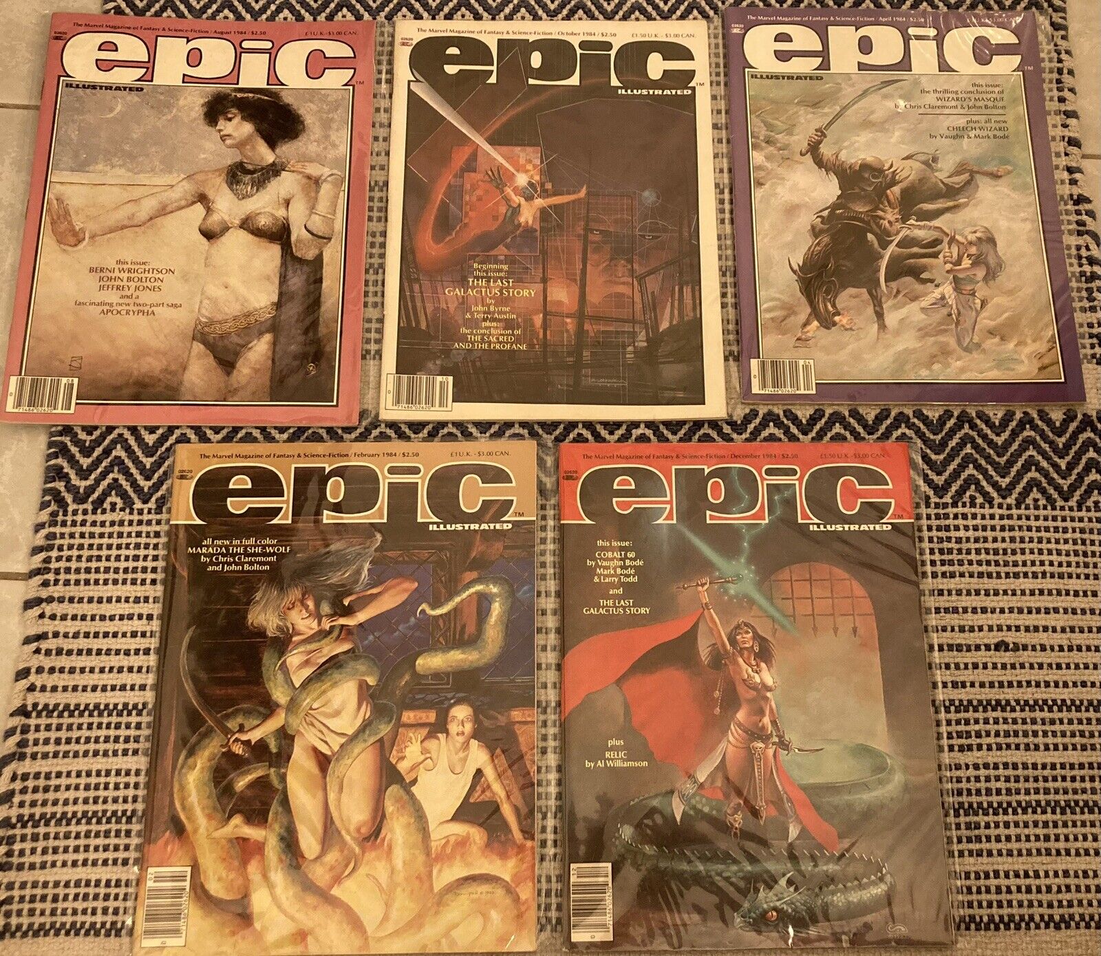 Epic Illustrated Magazines Marvel Comics 1984 - Lot of 5
