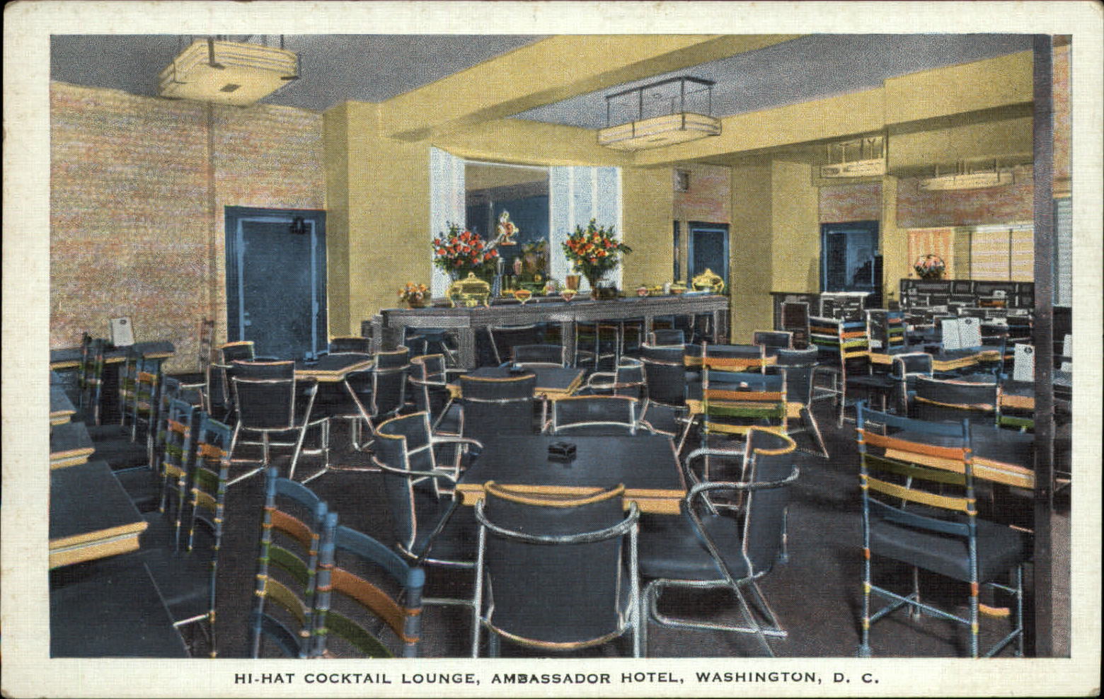 Hi-Hat Cocktail Lounge ~ Ambassador Hotel ~ Washington DC ~ 1930s postcard