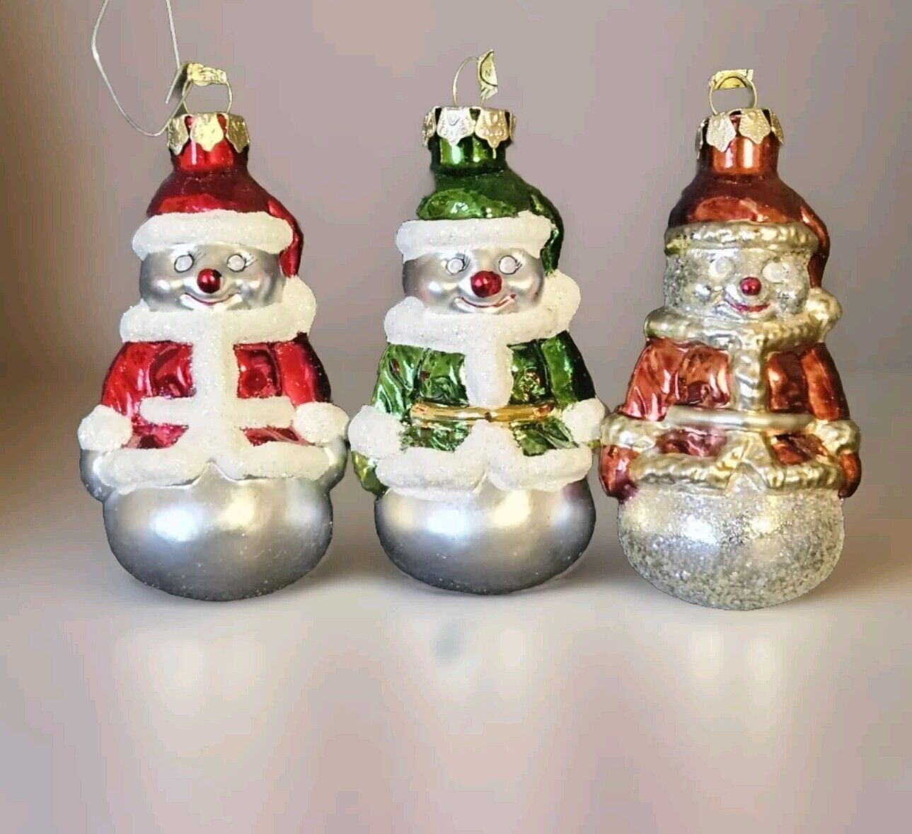 Vintage Wonderland Traditions Snowmen Hand Painted Christmas Tree Ornaments