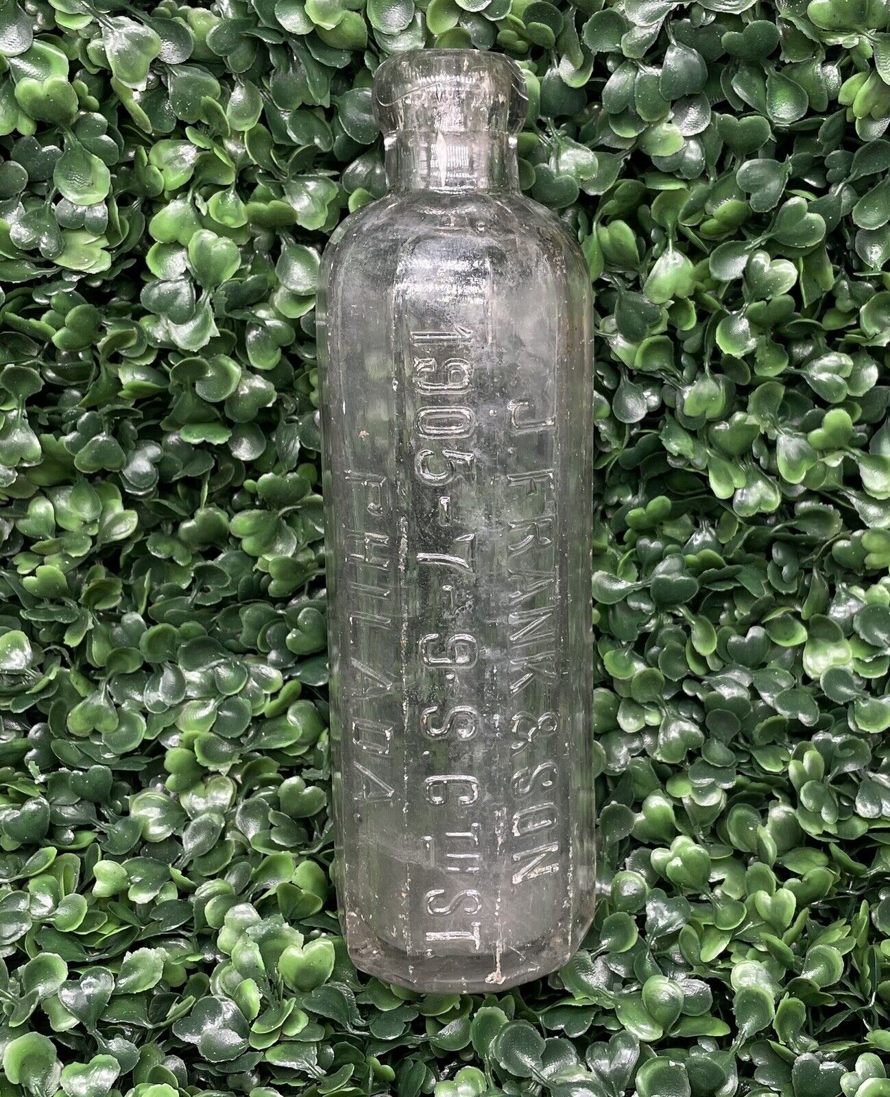 Antique Frank & Sons Paneled Hutchinson Bottle Philadelphia Clear Glass bottle R