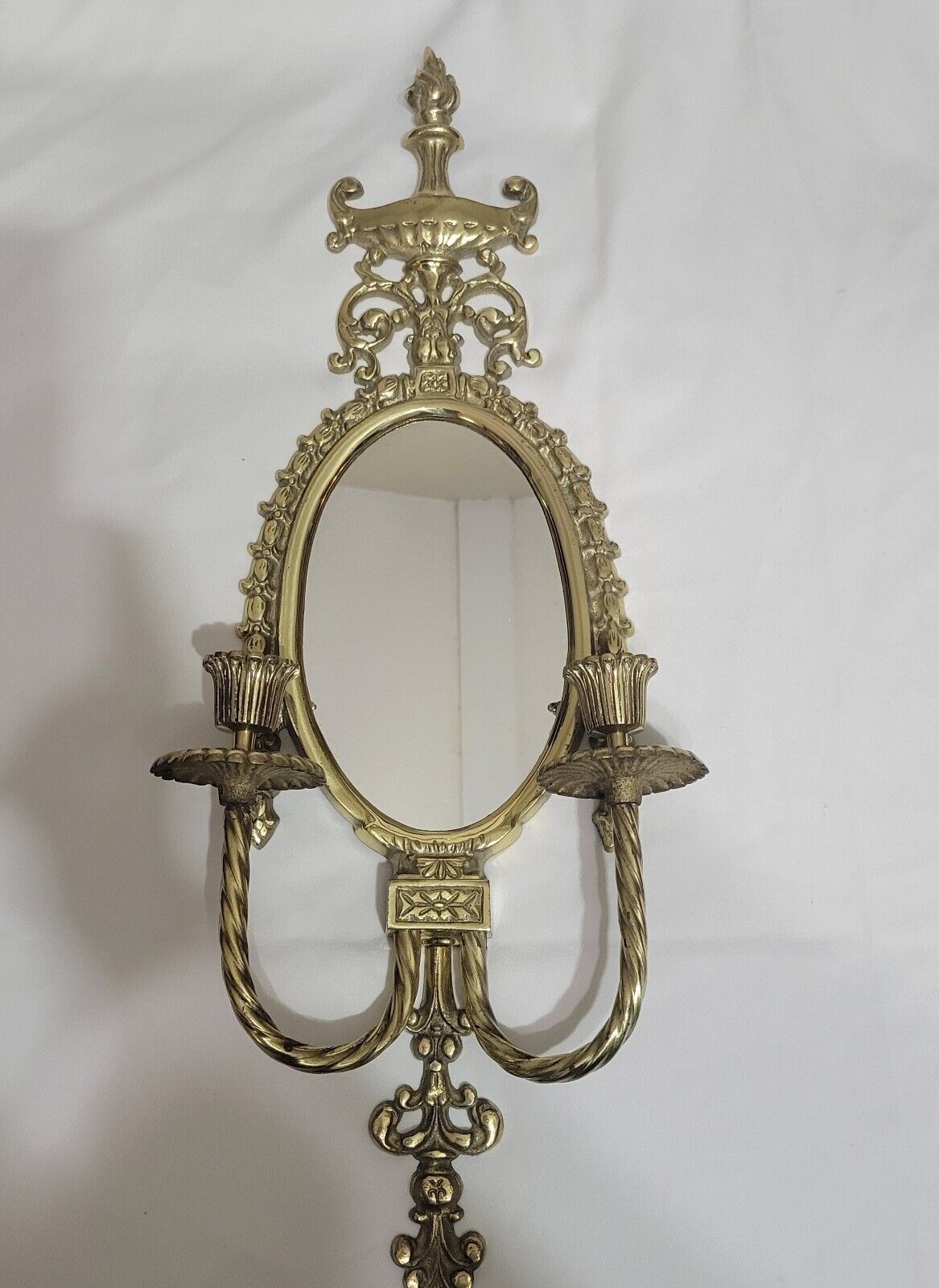 Antique Wall Hanging Brass Candle opera Mirror JAPAN 22 inch