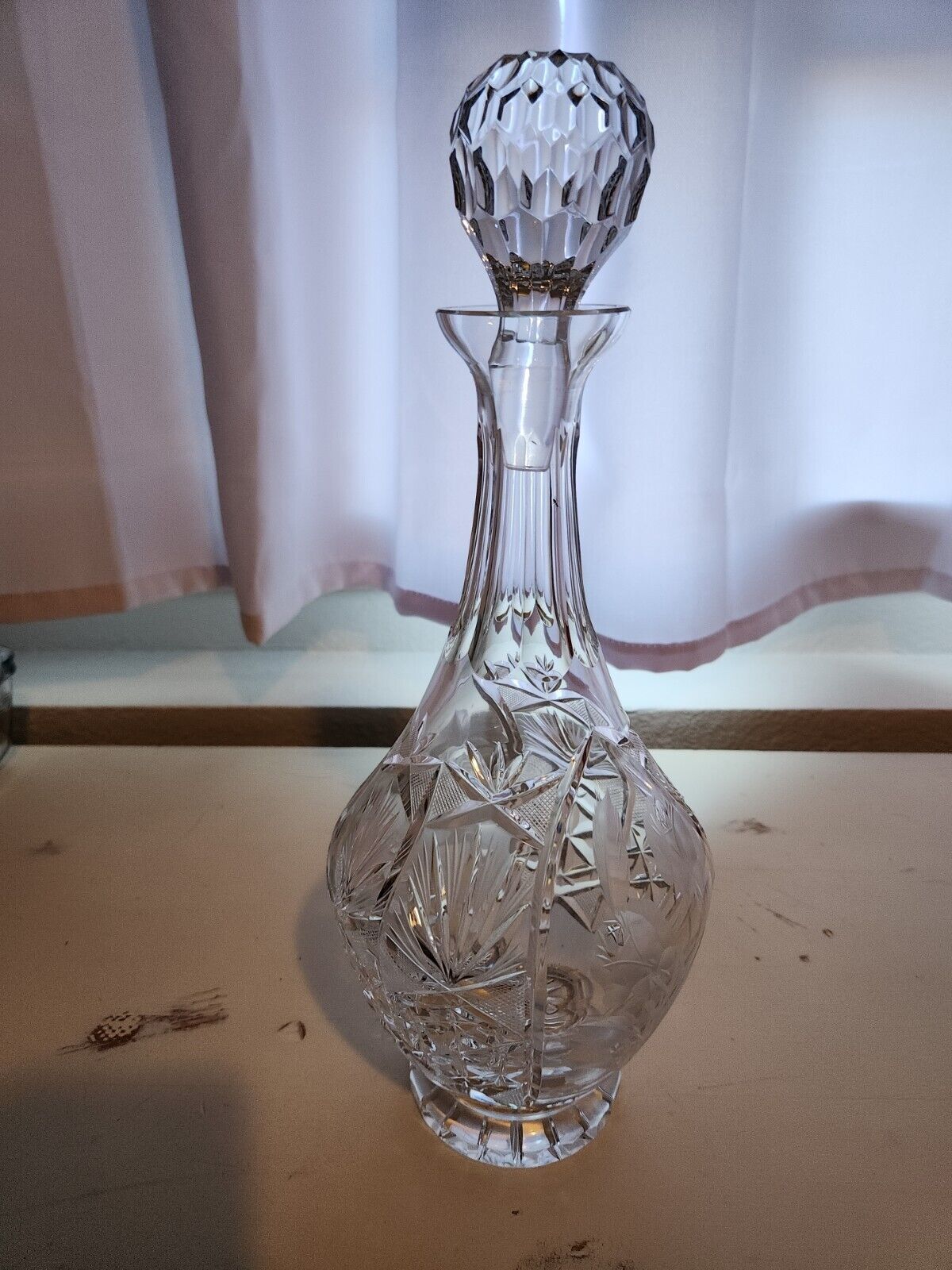 classic cut glass crystal decanter bottle circa 1970's.
