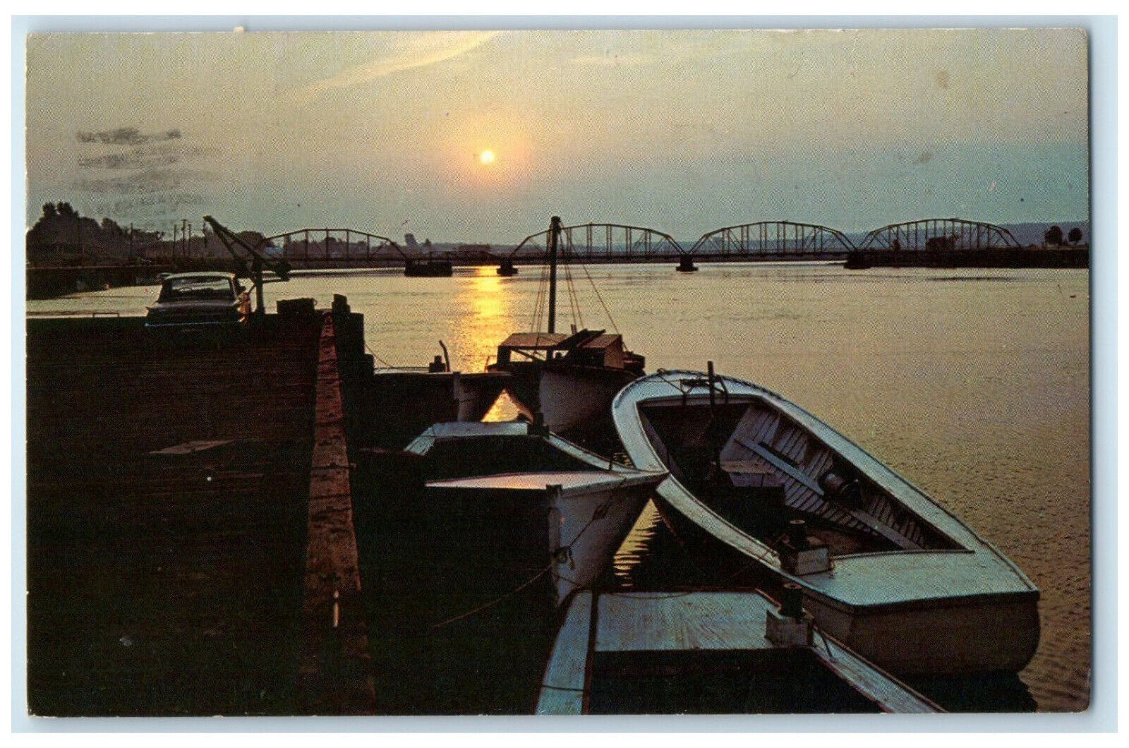 1969 Sunrise Over The Harbour at Pugwash Nova Scotia Canada Postcard