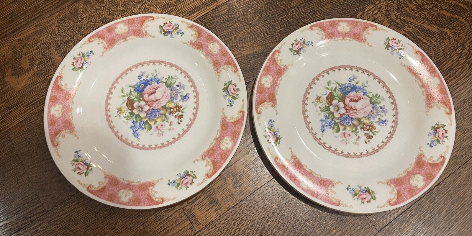 Pagoda Rose Porcelain SET of  2 Dinner Plates 10”