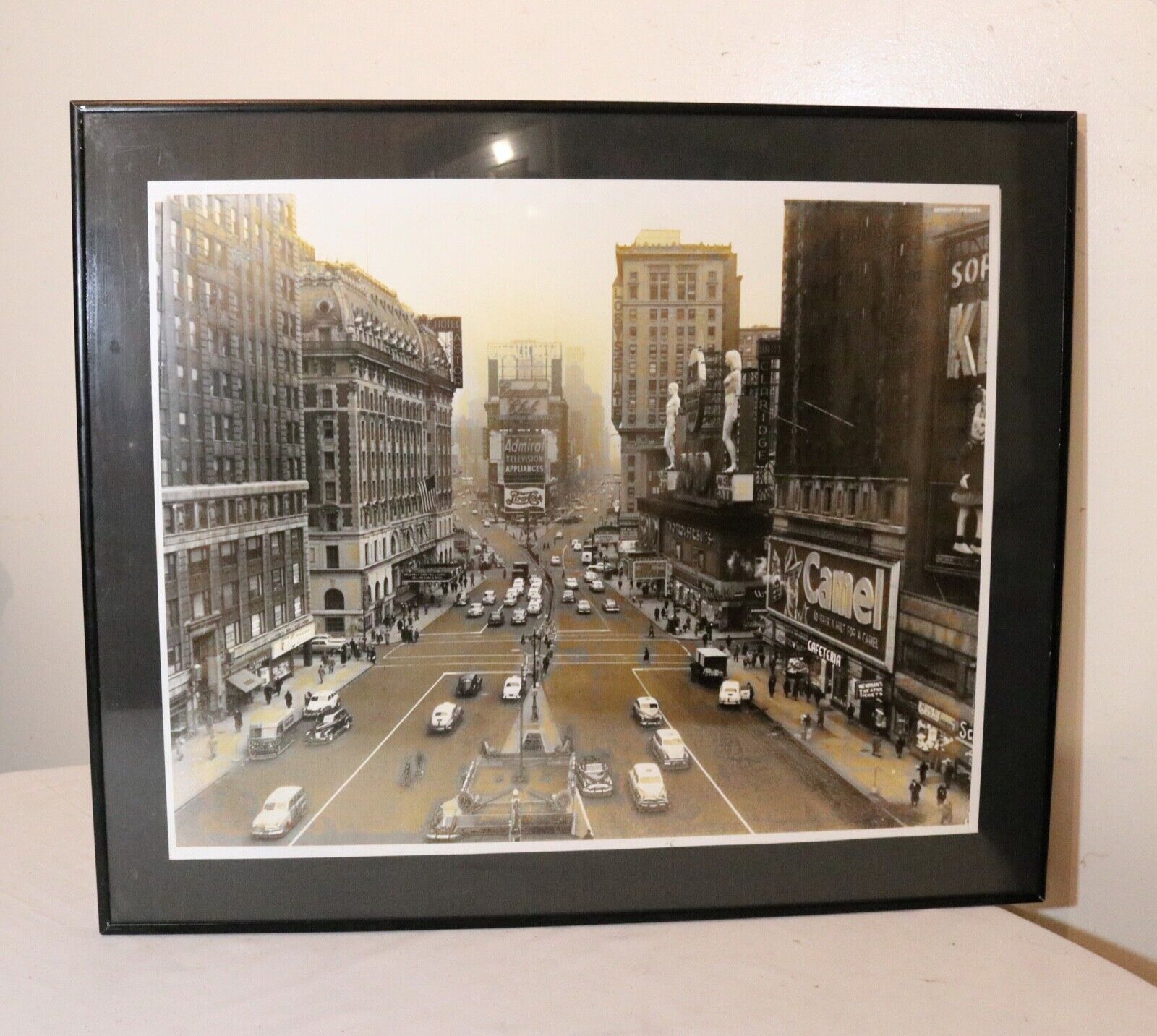 antique 1920's New York Times Square black and white scene photograph poster 