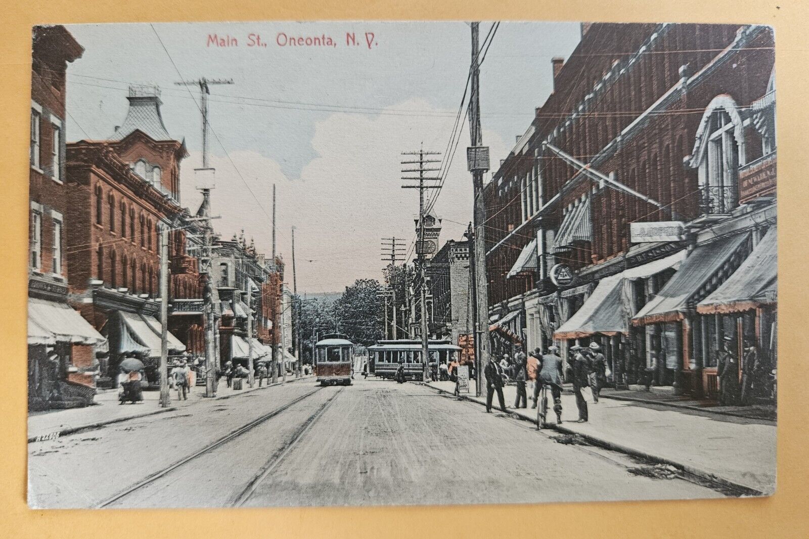 1909 ONEONTA OTSEGO COUNTY New York NY  Railway Trolley HANDCOLORED Post Card