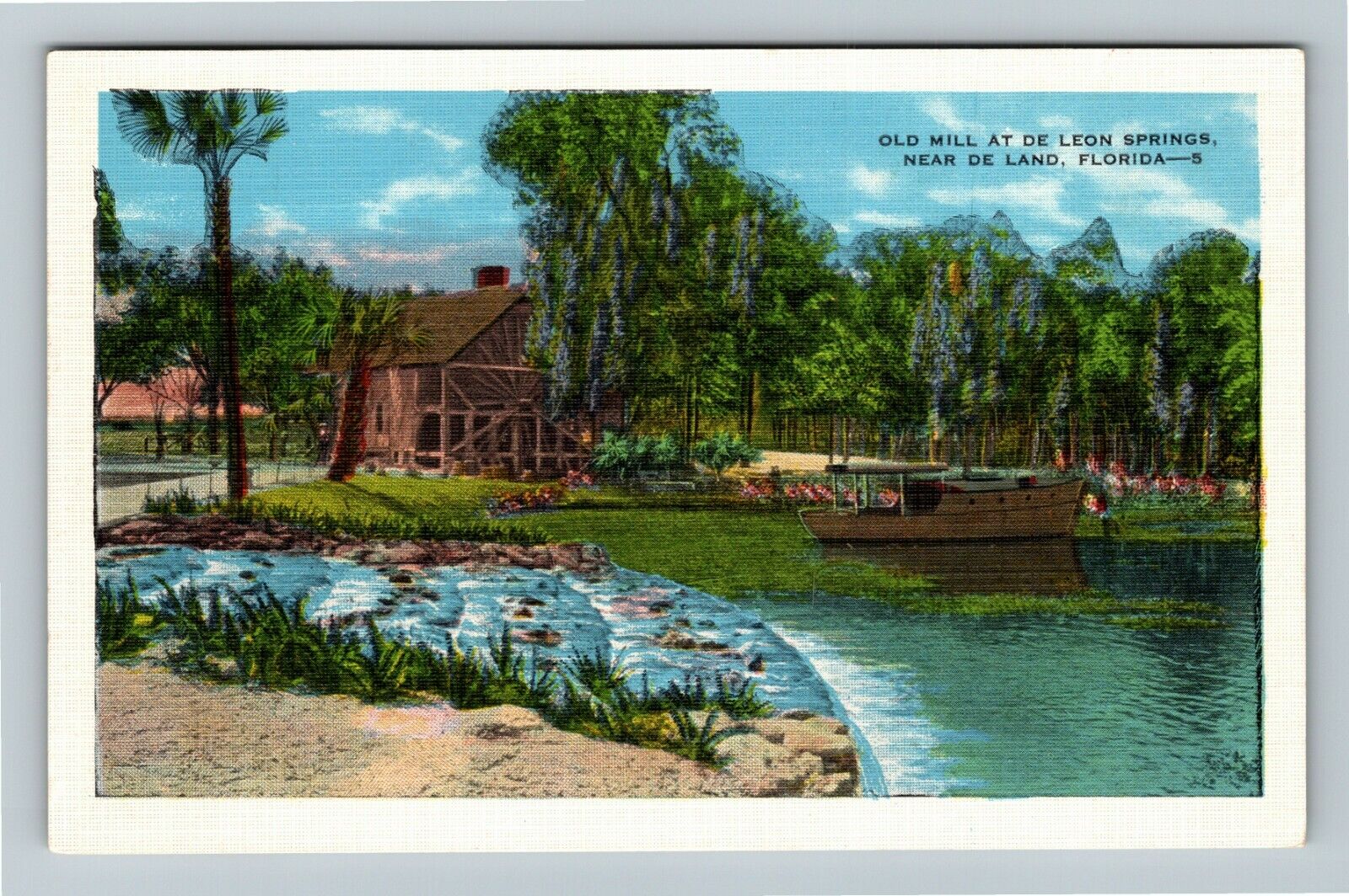 De Land FL-Florida, Old Mill At De Leon Springs Vintage Souvenir Postcard