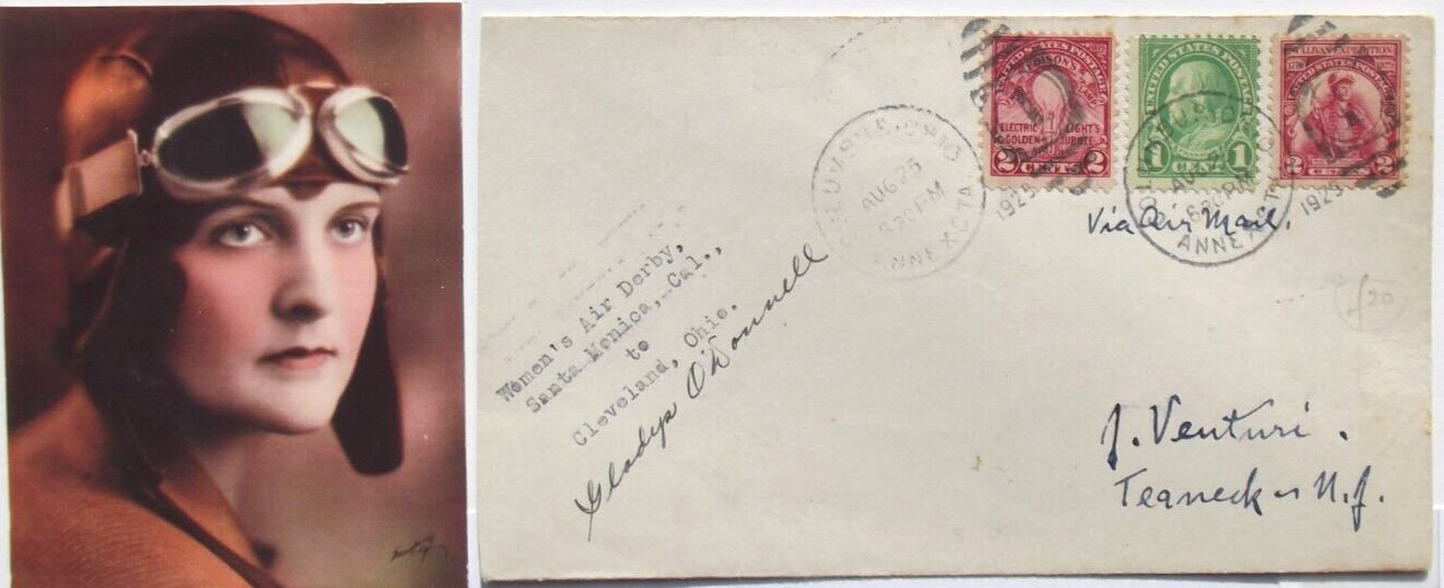 Gladys O'Donnell Pioneering Pilot Founding Member 99's Signed Flight Flown Cover