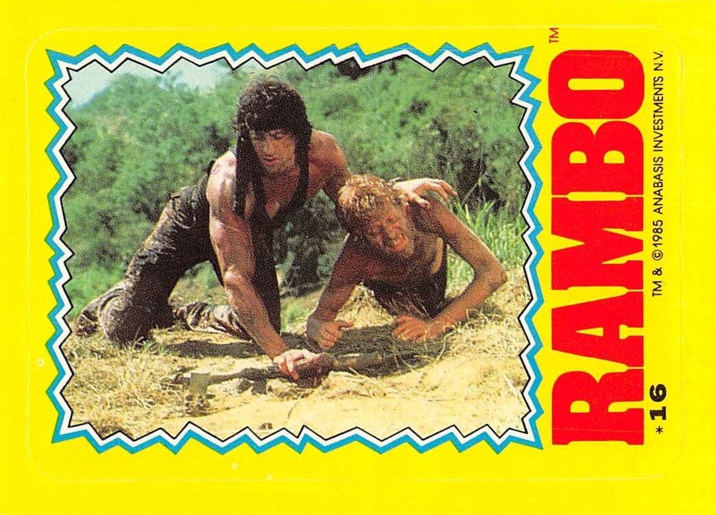1985 Topps Rambo First Blood Part II Sticker #16 John Rambo Sylvester Stallone