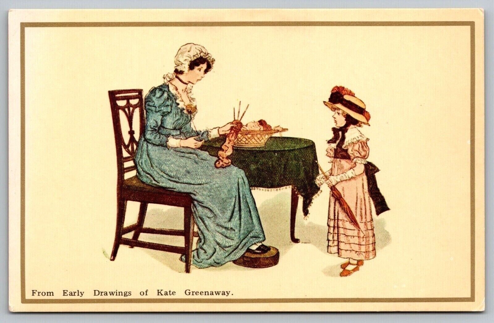 From Early Drawing Kate Greenaway Mother Child WB Postcard UNP VTG Merrimack
