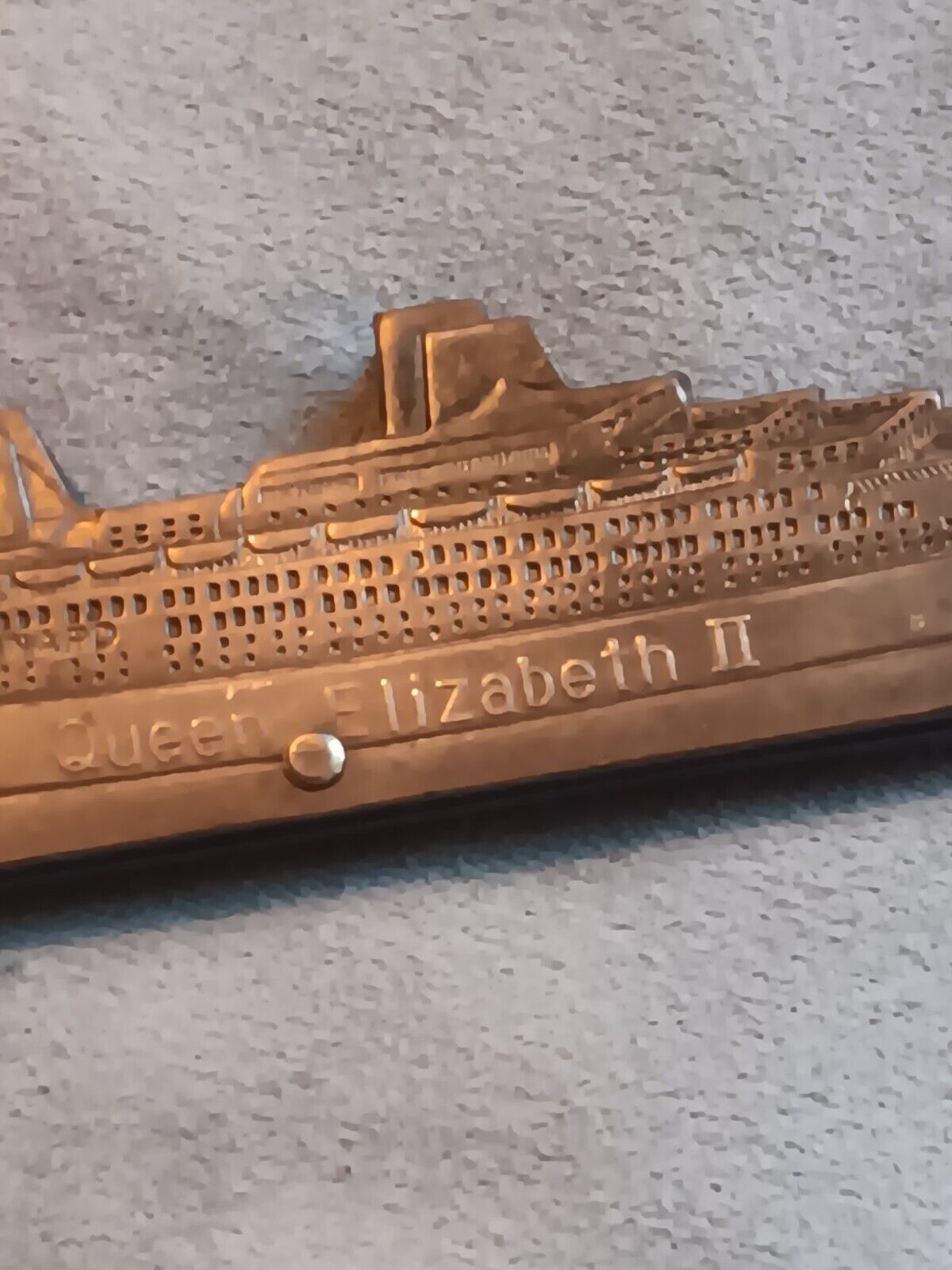 Vintage Figural Pocket Knife QE2 Queen Elizabeth II Ship Japan