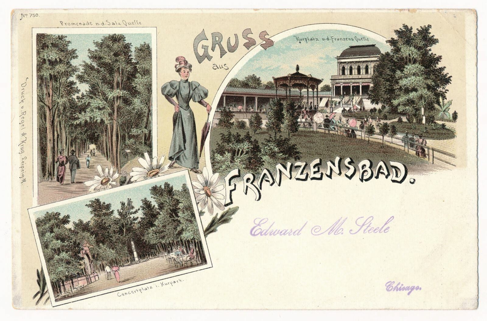 Gruss aus Franzensbad, Czech Republic, Czechia ca.1890