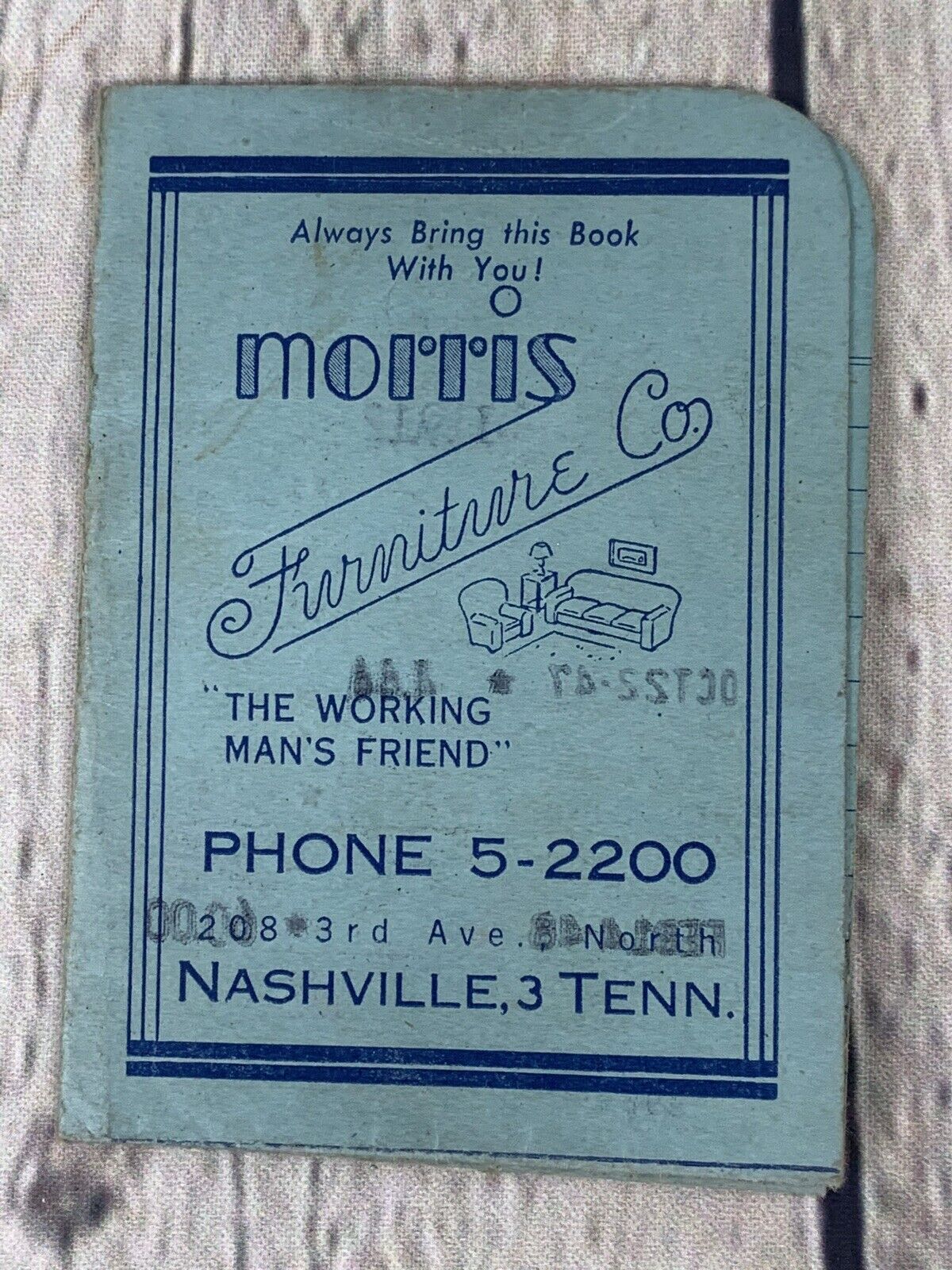 Vintage 1947-49 Morris Furniture Co Nashville Tennessee Account Payment Booklet