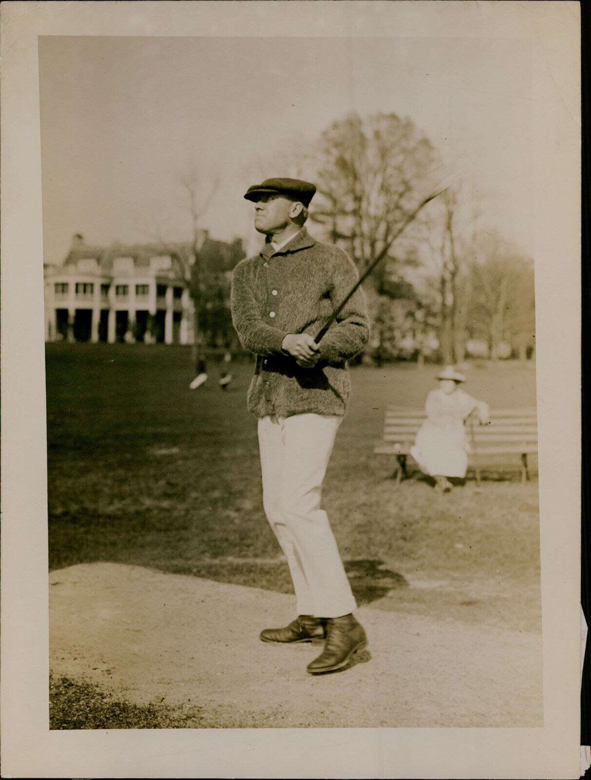 GA25 1920 Original Underwood Photo SENATOR CHARLES HENDERSON Golfing Swinging