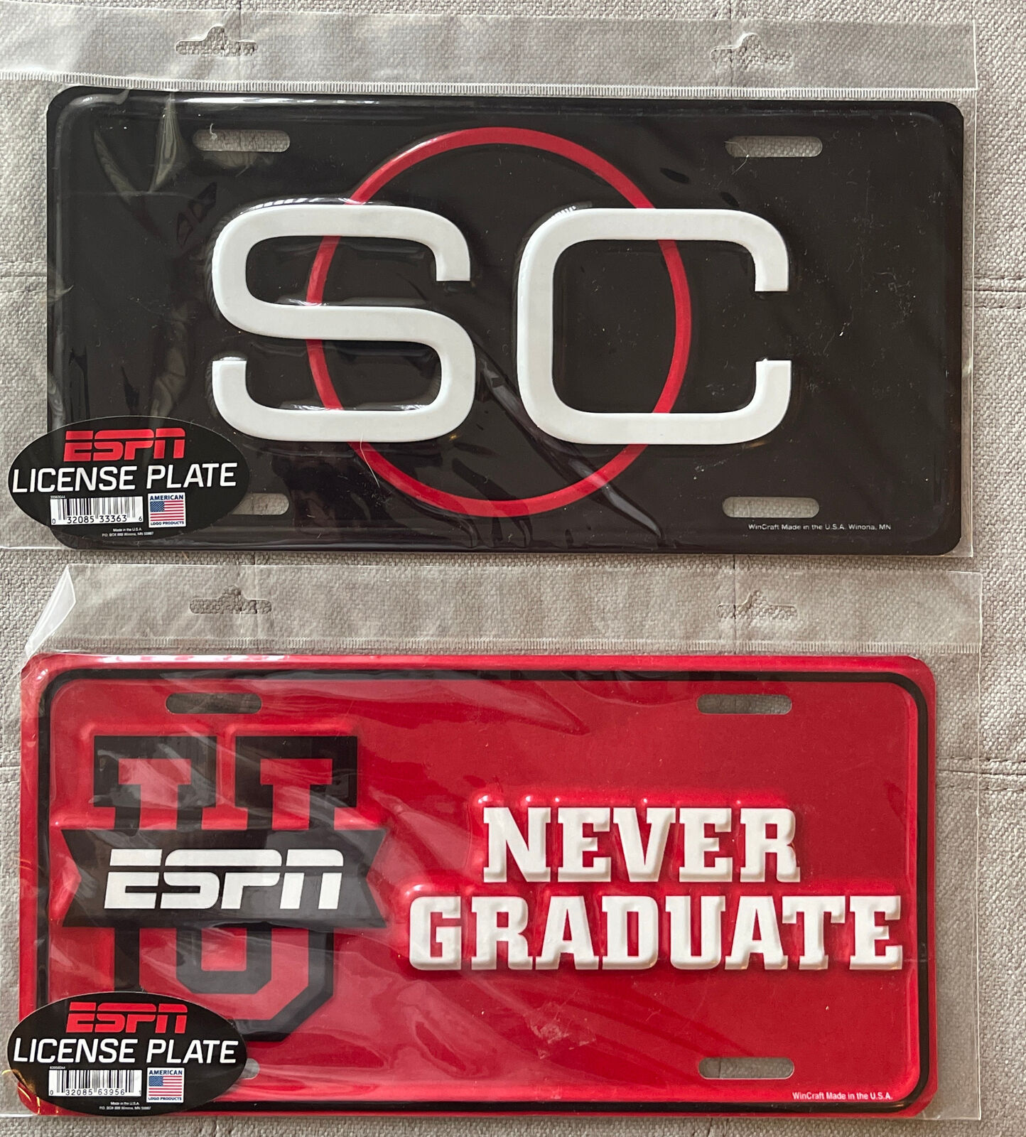 Two (2) ESPN License Plate Signs - NEW