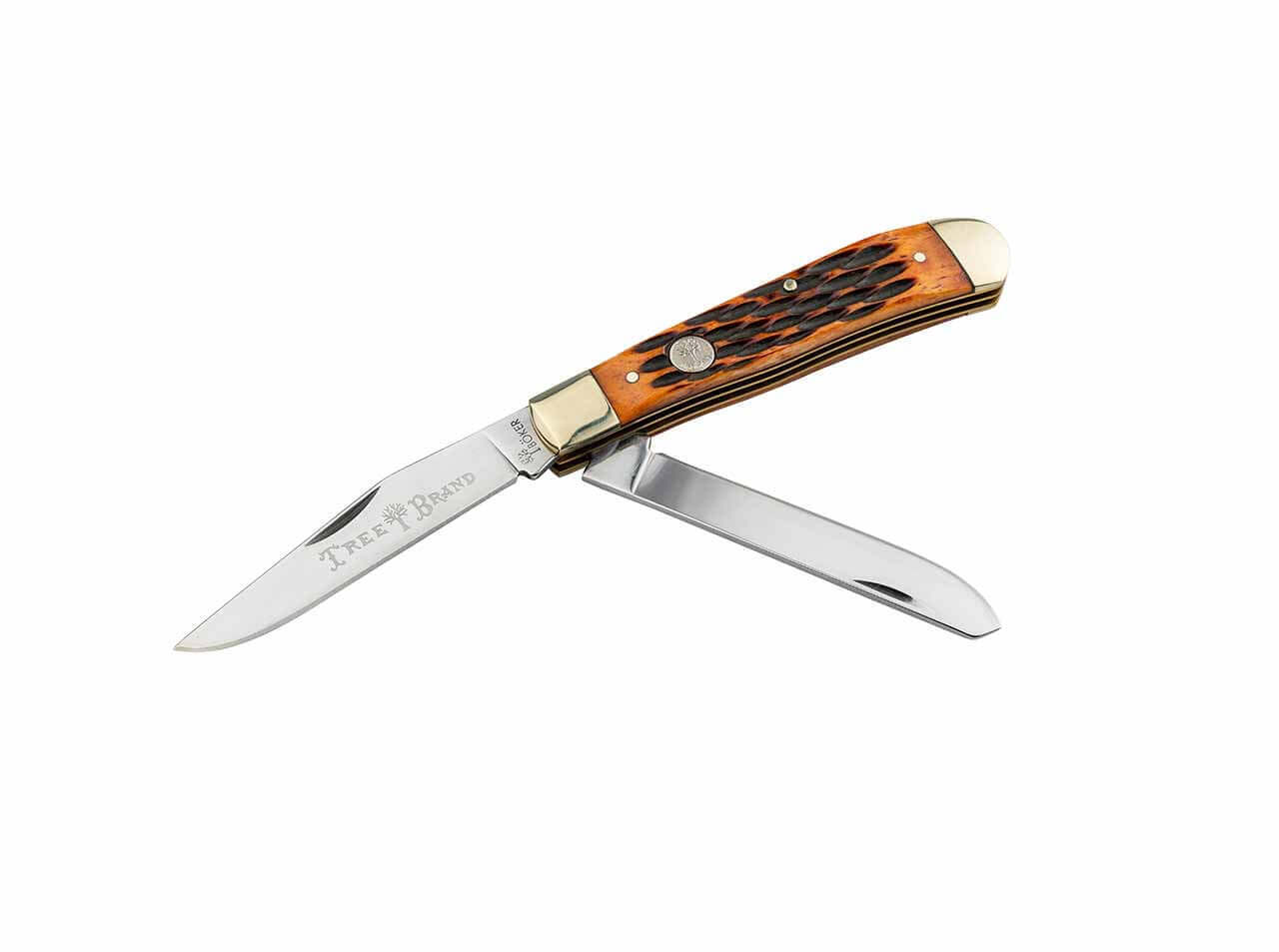 Boker TS 2.0 Trapper Pocket Knife, Jigged Brown Bone Scales, 3.125\