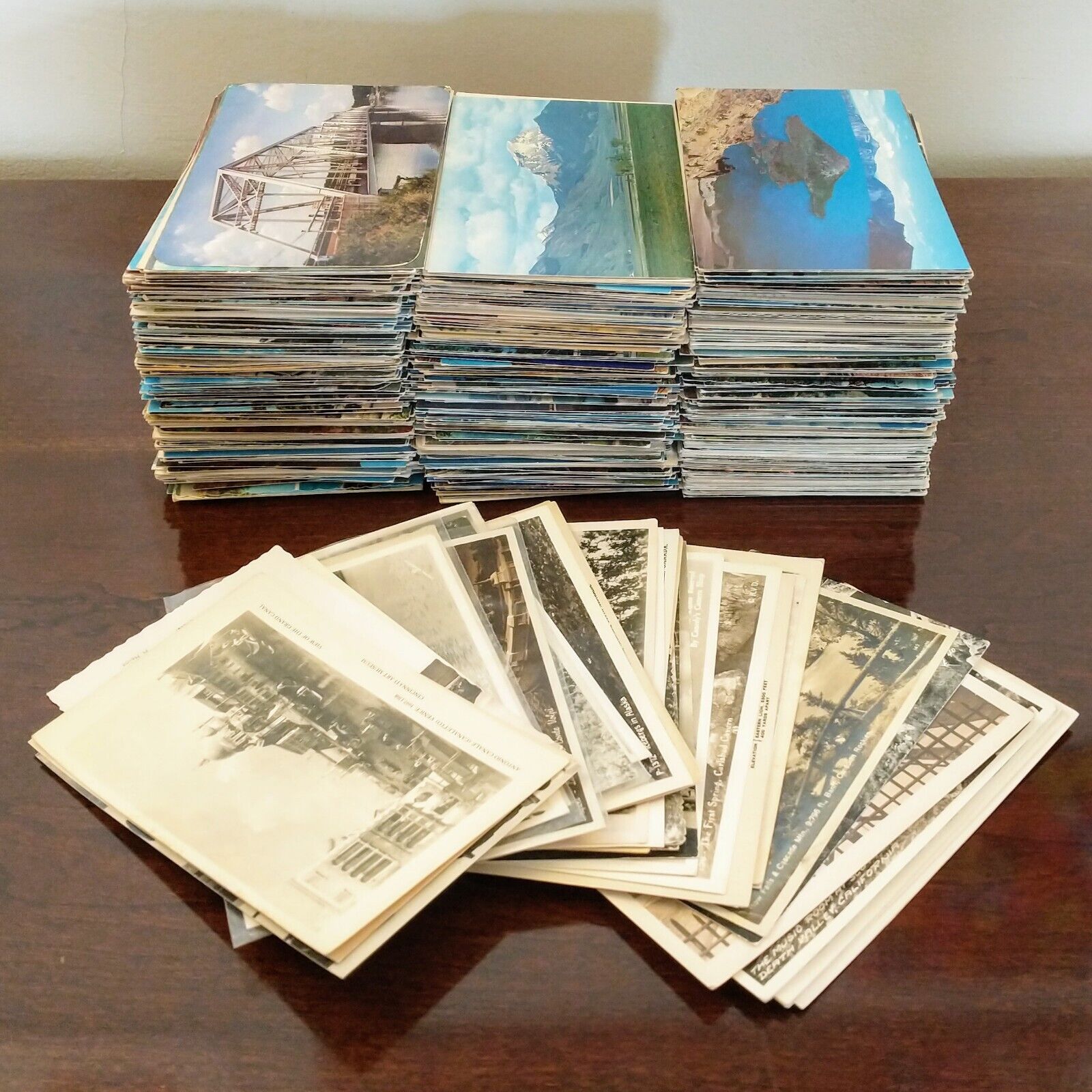 Lot of 800 Postcards: RPPC, Chrome, Linen, 1900s-1970s, Mixed Variety of Cards
