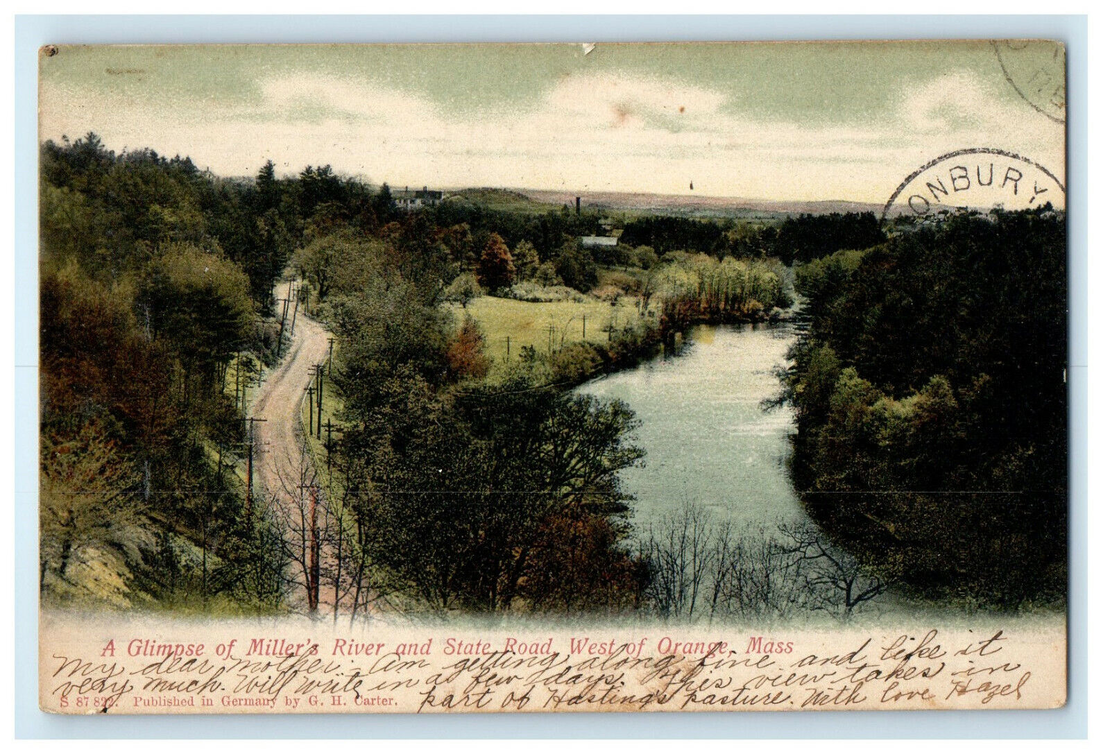 1906 Miller\'s River and State Road West of Orange MA Springfield MA Postcard