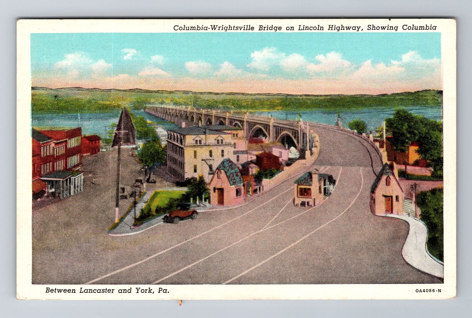 York PA-Pennsylvania, Columbia Wrightsville Bridge, Antique, Vintage Postcard