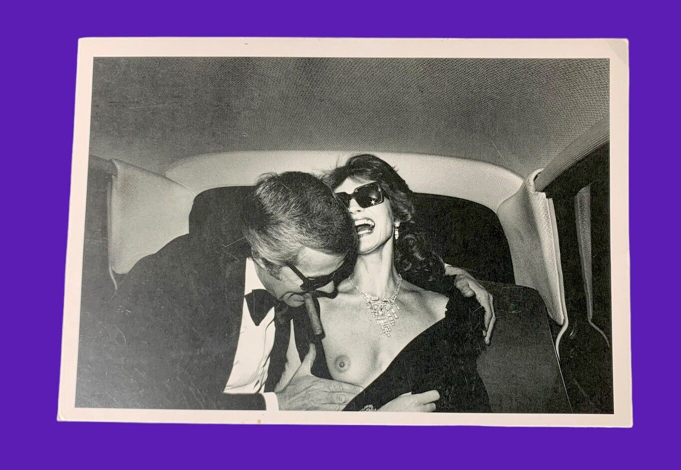 2000 Taschen Postcard Helmut Newton Breast Nude Couple In Back Seat Paris 1973