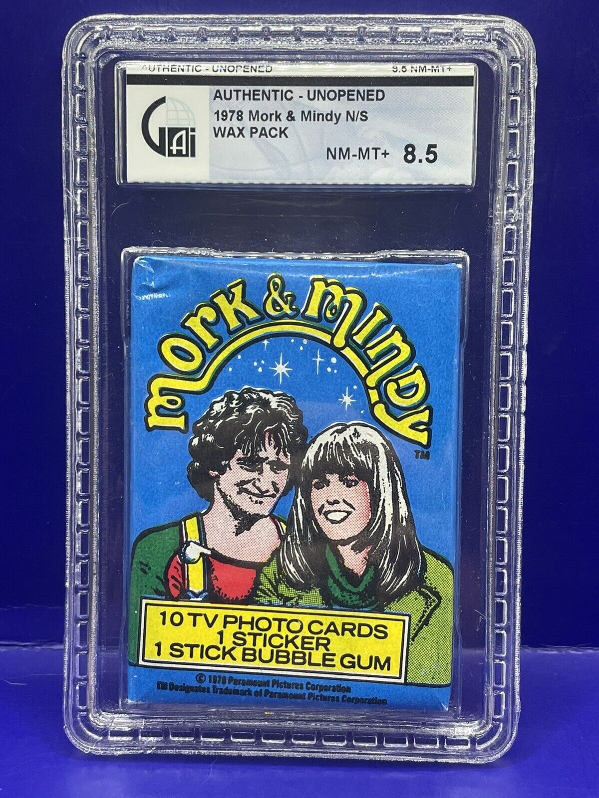 1978 TOPPS Mork & Mindy Unopened Trading Cards Wax Pack Graded GAI NM MINT  8.5
