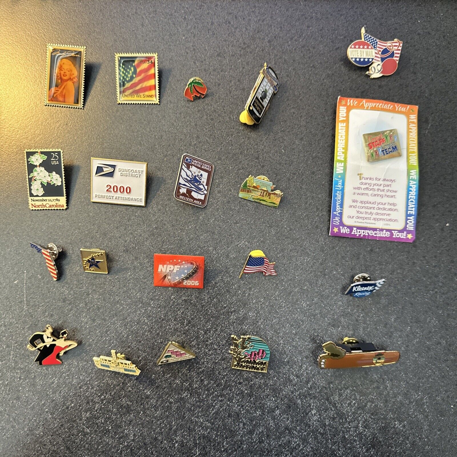 Lot of 20 VTG USPS Stamp Lapel Pins United States Postal Service Mixed Set L