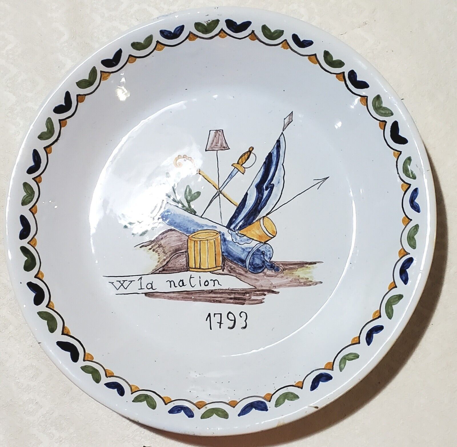 NEVERS-BOURGES France Faience French Revolution Plate