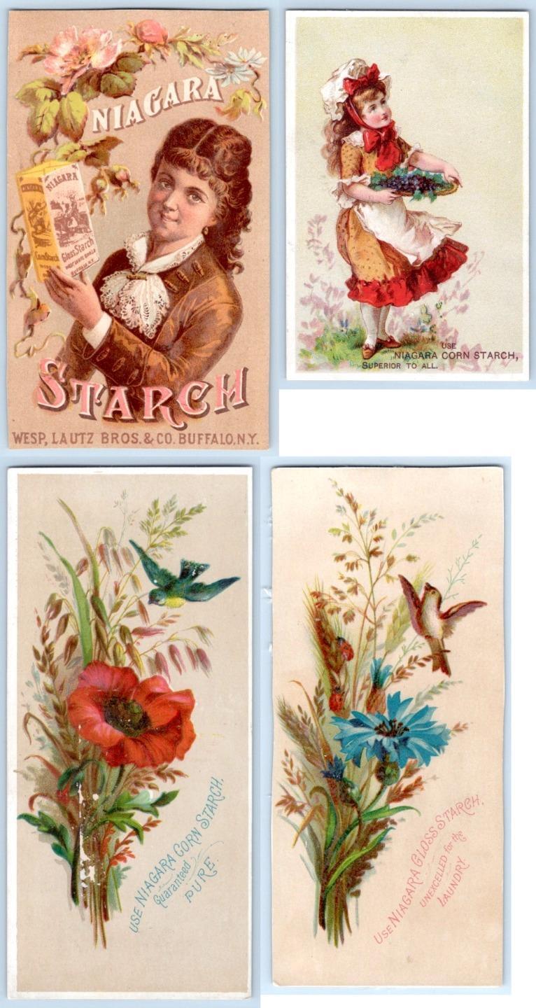 1880's LOT/4 NIAGARA CORN STARCH VICTORIAN TRADE CARDS SIZE CONDITION VARIES #4
