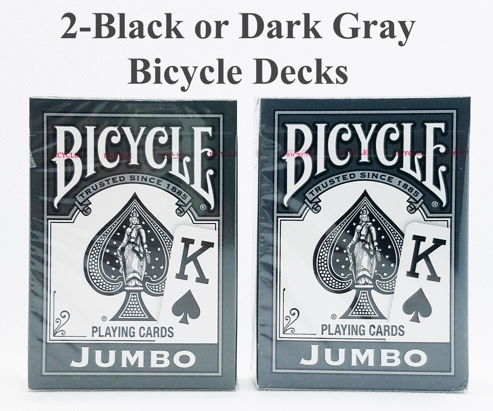 SALE PRICE 2-Black Bicycle Jumbo Index Deck Playing Cards Rider Back Poker Size