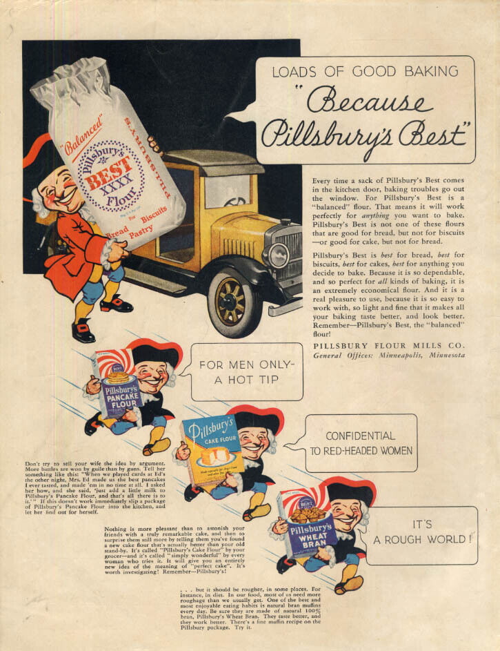 Loads of Good Baking Because Pillsbury\'s Best ad 1933 flour wheat bran Col