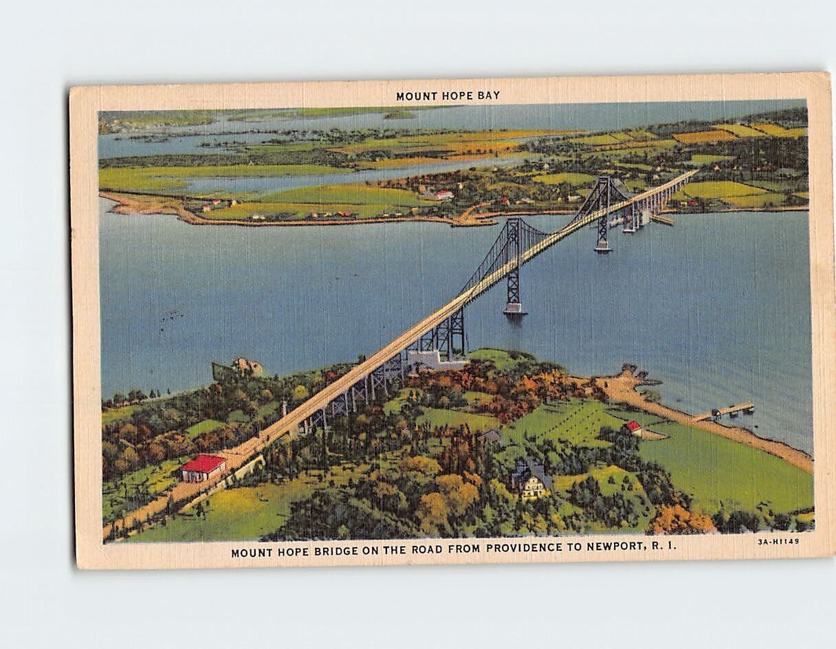 Postcard Mount Hope Bridge Providence to Newport Rhode Island USA