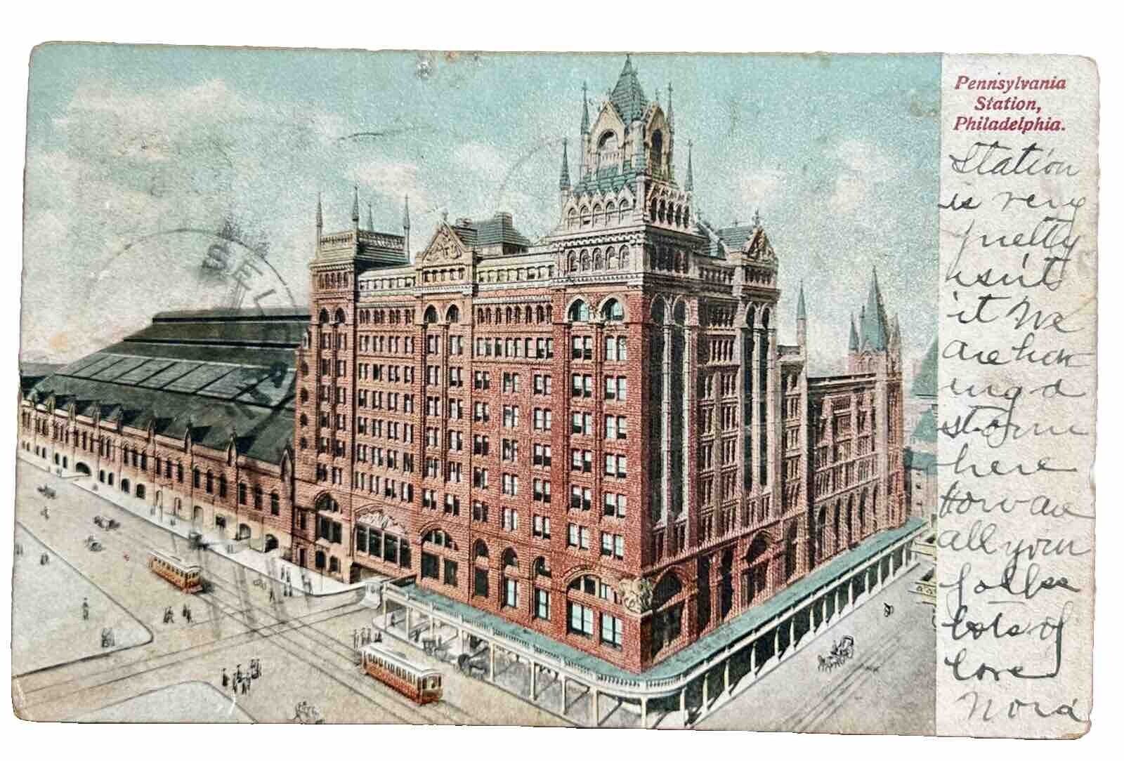 Pennsylvania station Philadelphia undivided back Vintage Postcard
