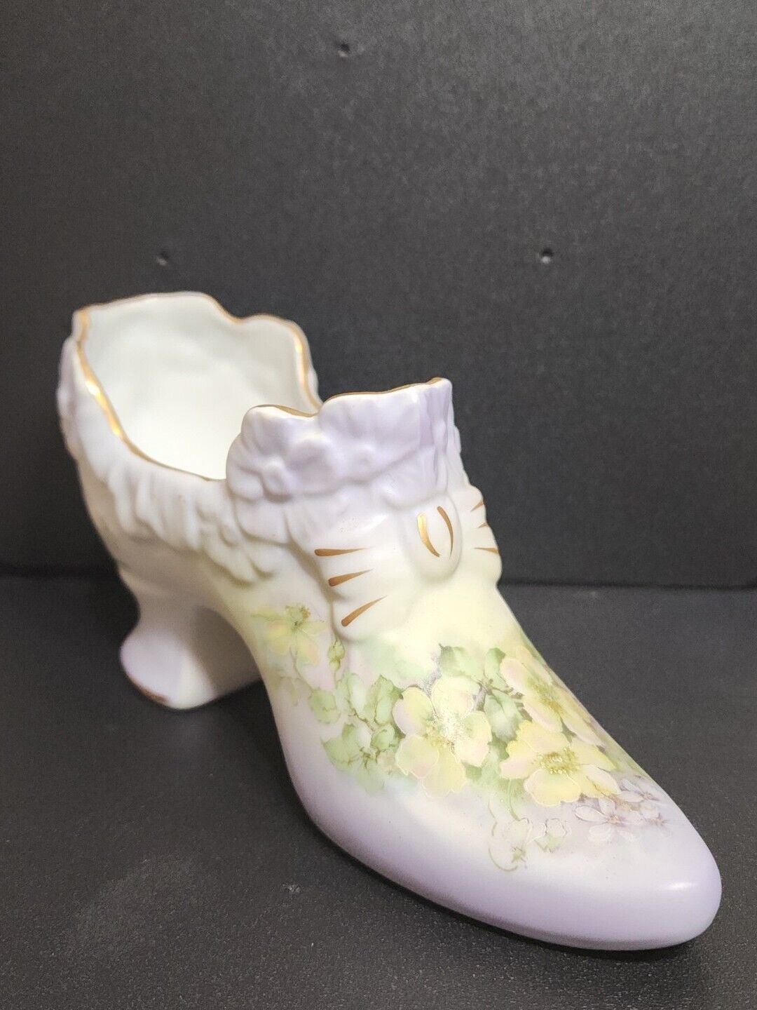 Vintage Andrea By Sadek Porcelain Shoe 11725 Purple Floral 