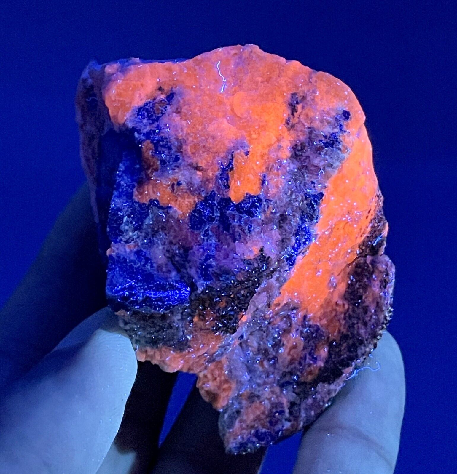 207 Gm Beautiful Rare Natutal Blue Fluorescent Lazurite With Pyrite Specimen~AFG