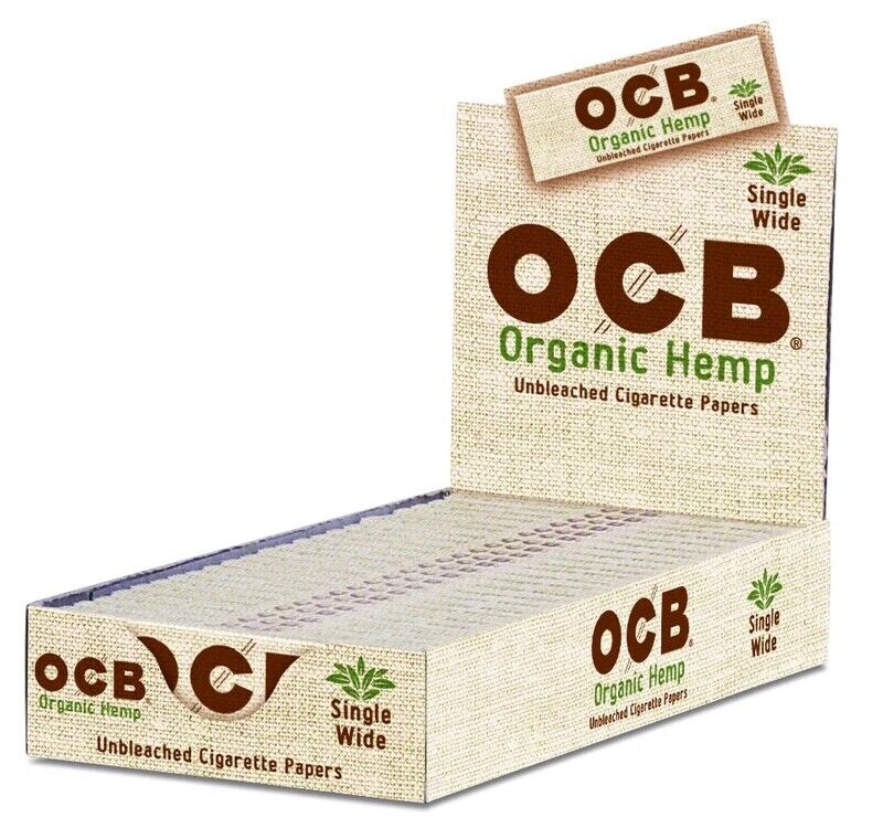OCB Organic Hemp Rolling Papers Single Wide Unbleached (Full Box of 24 Booklets)