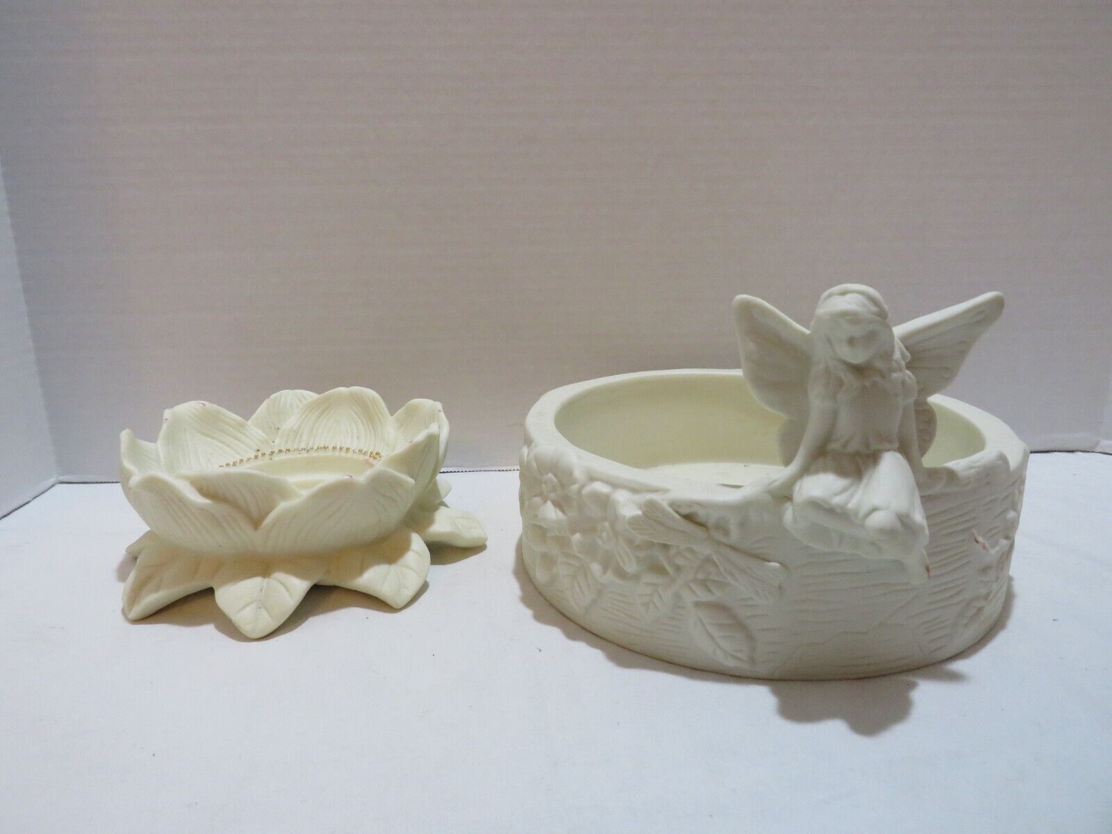 VTG PARTYLITE CANDLE HOLDERS FLOWER AND FAIRY/ANGEL DESIGN