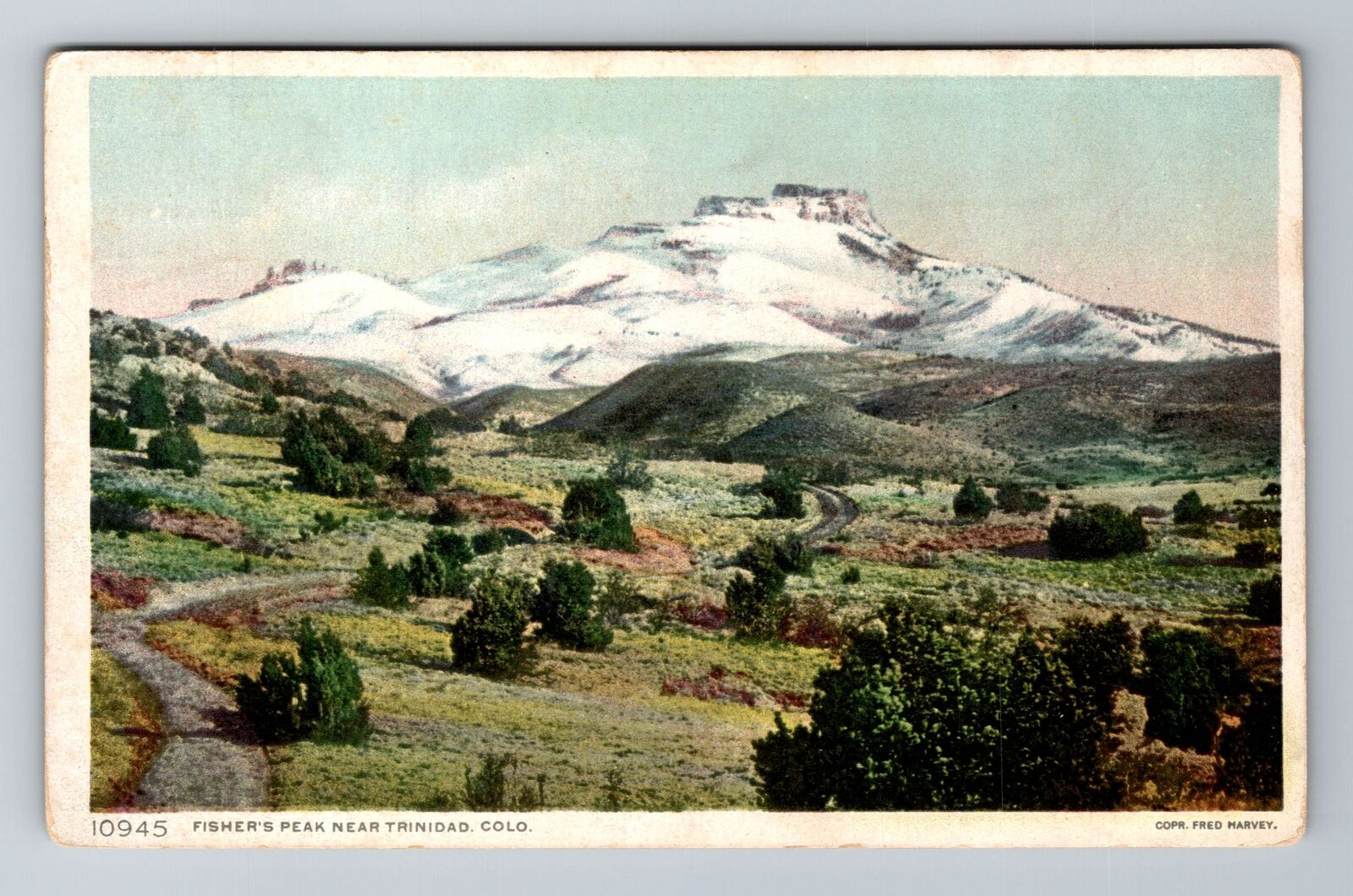 Trinidad CO-Colorado, Fisher's Peak, Aerial, Antique, Vintage Souvenir Postcard