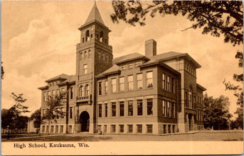Vintage Postcard Kaukauna High School Kaukauna Wisconsin WI c.1907-1915     Q130