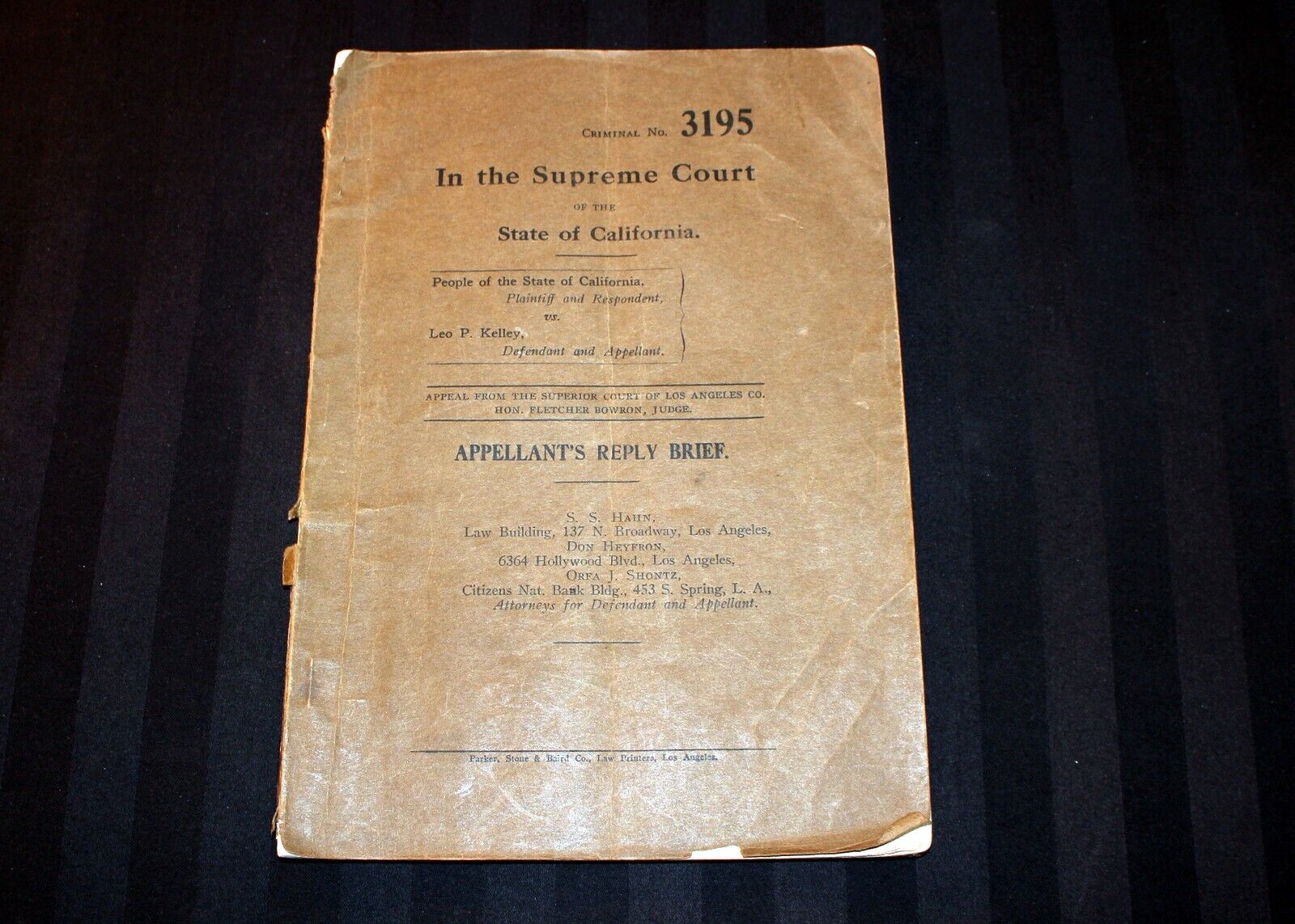Vintage 1928 TRUE CRIME - U.S. Court legal brief  law book.. BUTCHER BOY murder